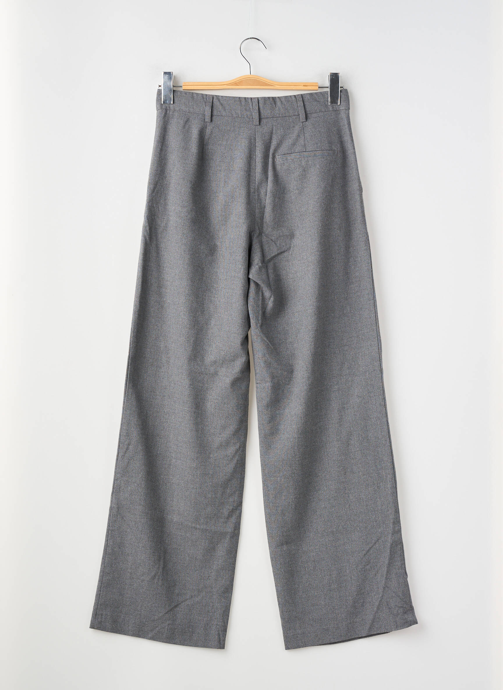 Pantalon larg talie cu cleme talie înaltă gri BERSHKA femeie