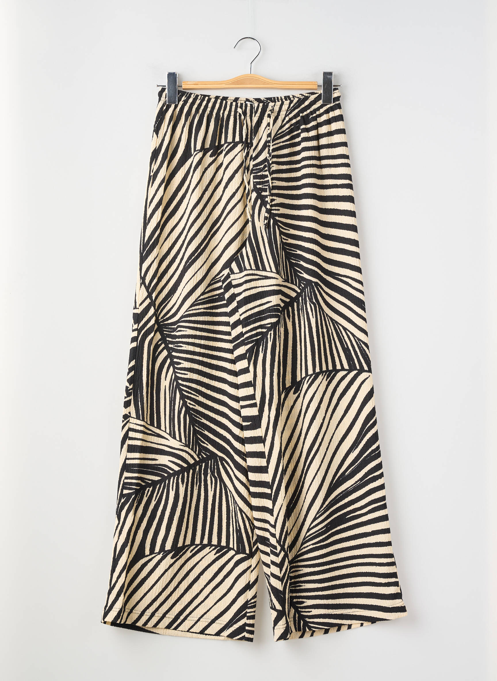 Pantalon larg țesătură crep mărime normală bej H&M femeie