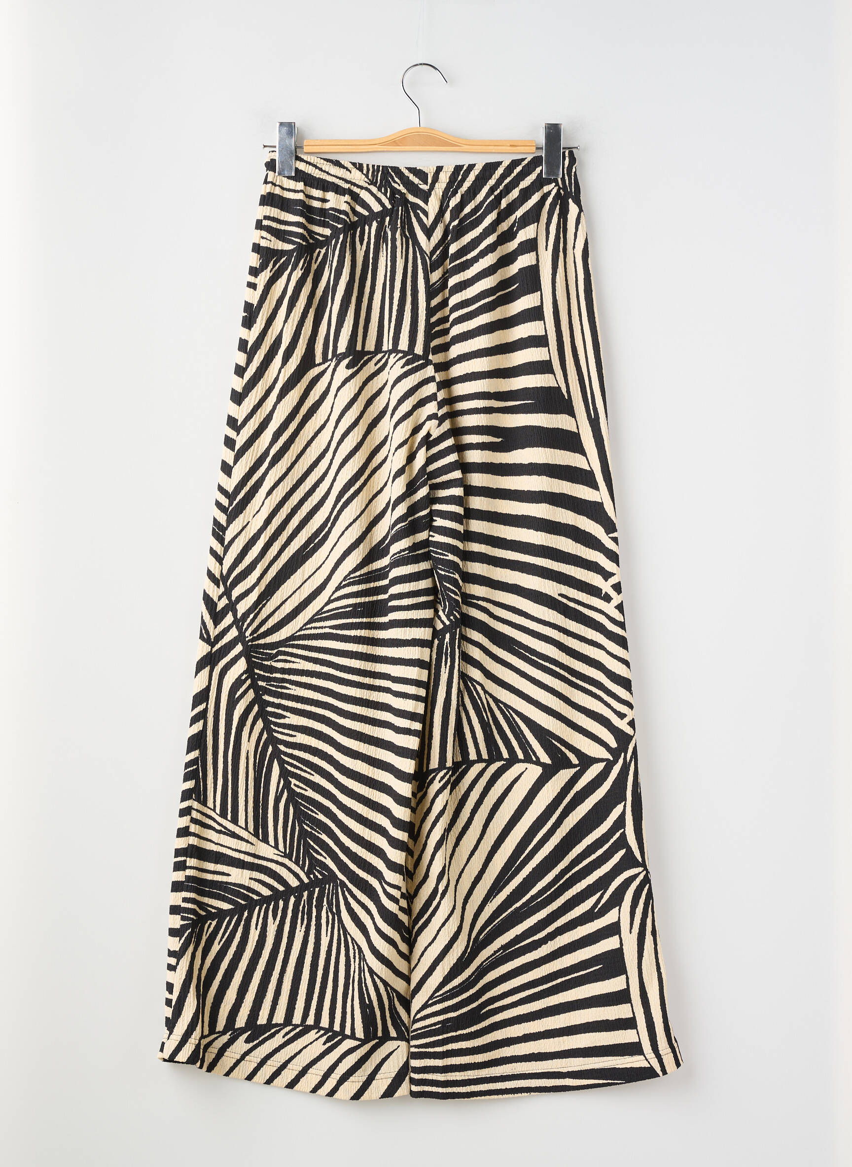 Pantalon larg țesătură crep mărime normală bej H&M femeie