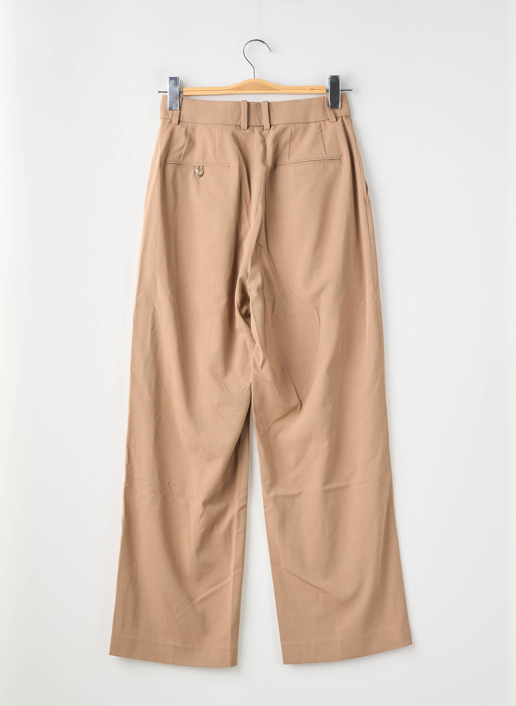 Pantalon larg țesătură poplin talie înaltă maro UNIQLO femeie