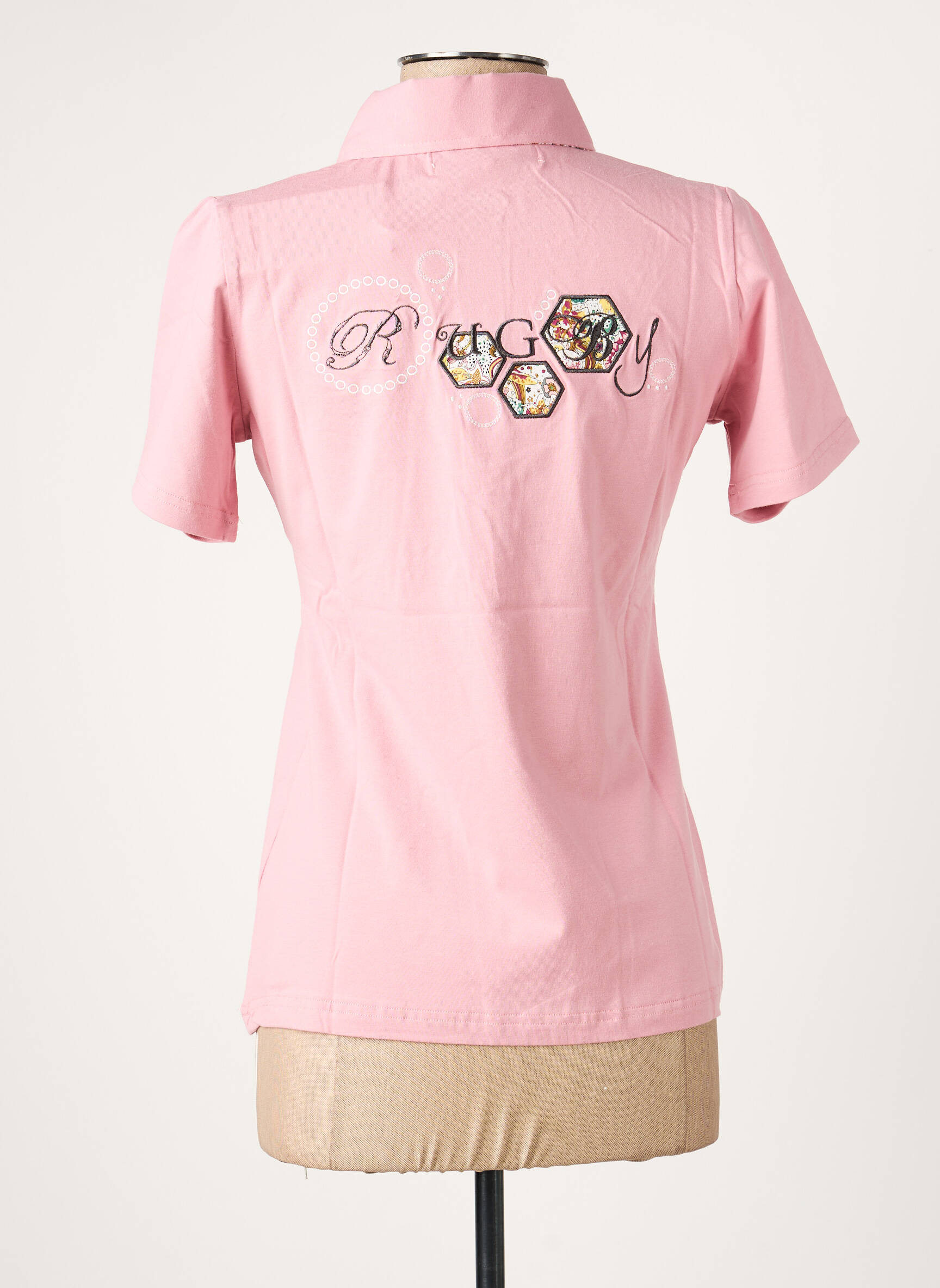 Polo broderie mâneci scurte roz COMPTOIR DU RUGBY femeie