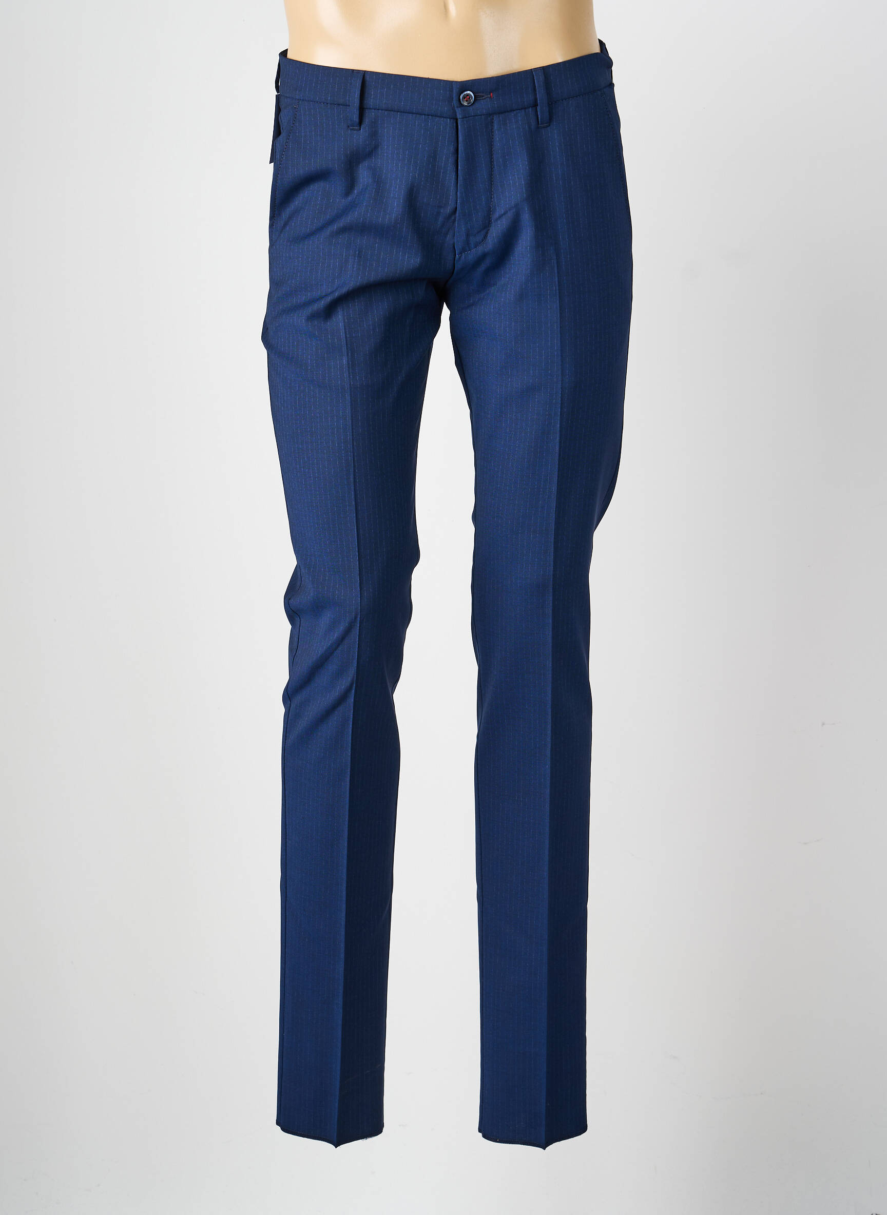 Pantalon slim talie cu cleme mărime normală albastru BRUNO SAINT HILAIRE bărbat
