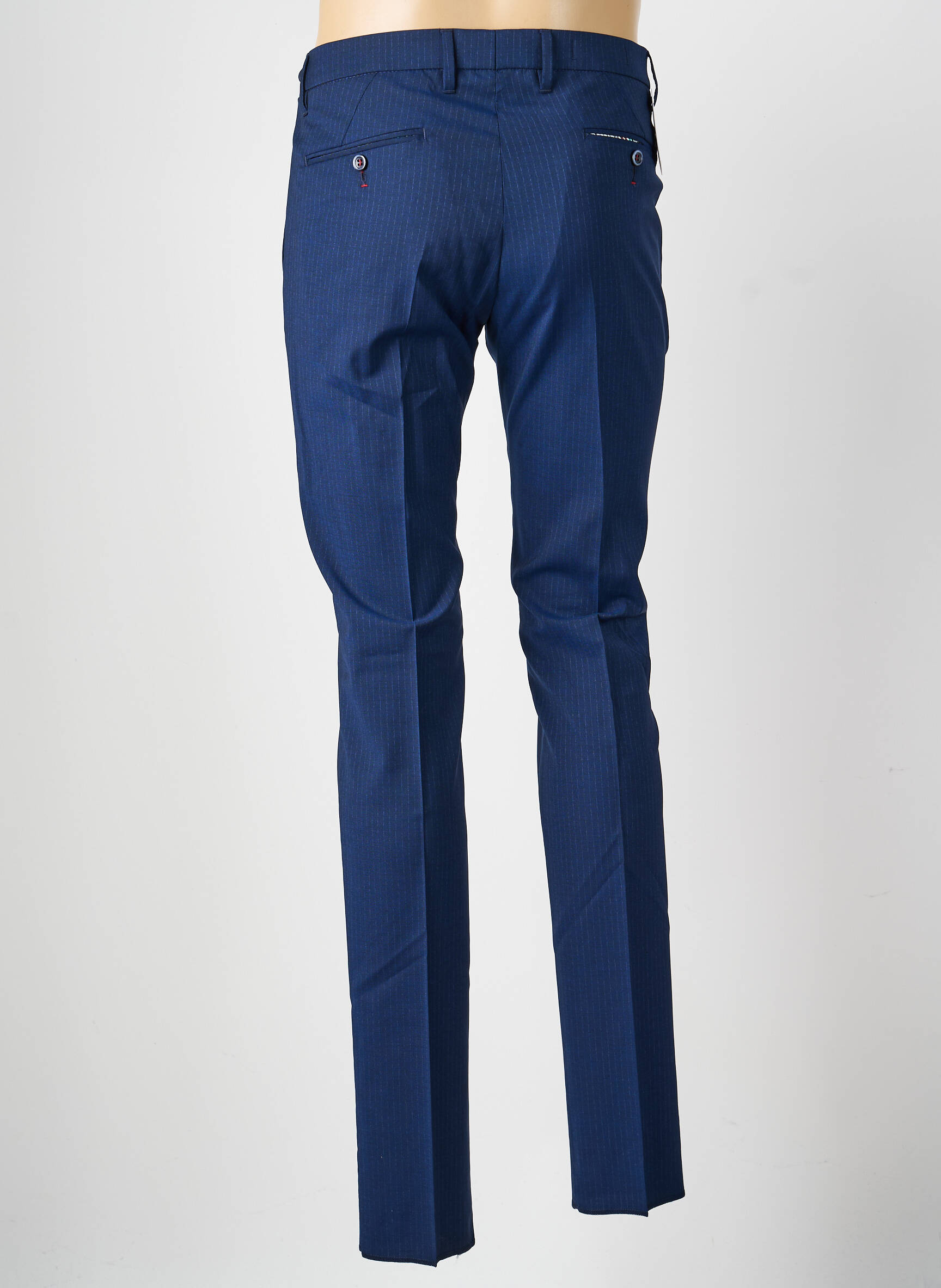 Pantalon slim talie cu cleme mărime normală albastru BRUNO SAINT HILAIRE bărbat