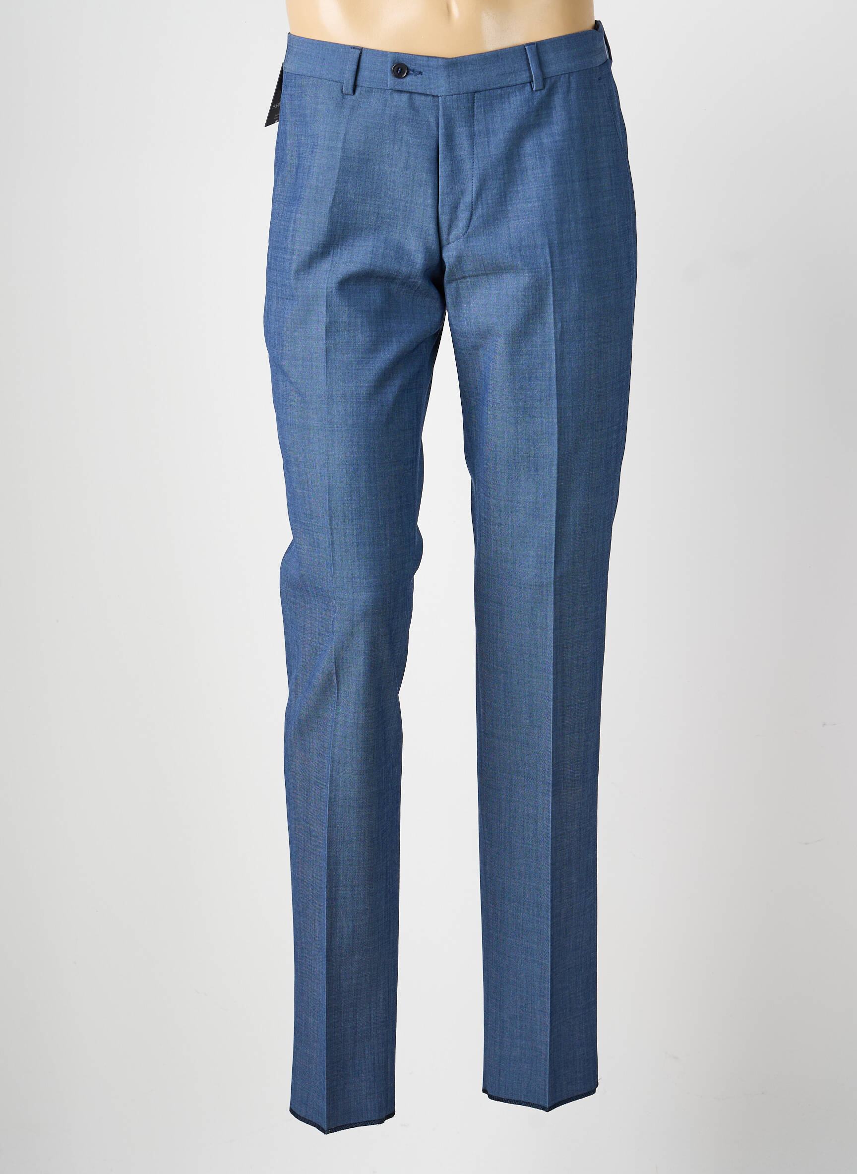 Pantalon slim țesătură melanj mărime normală albastru BRUNO SAINT HILAIRE bărbat