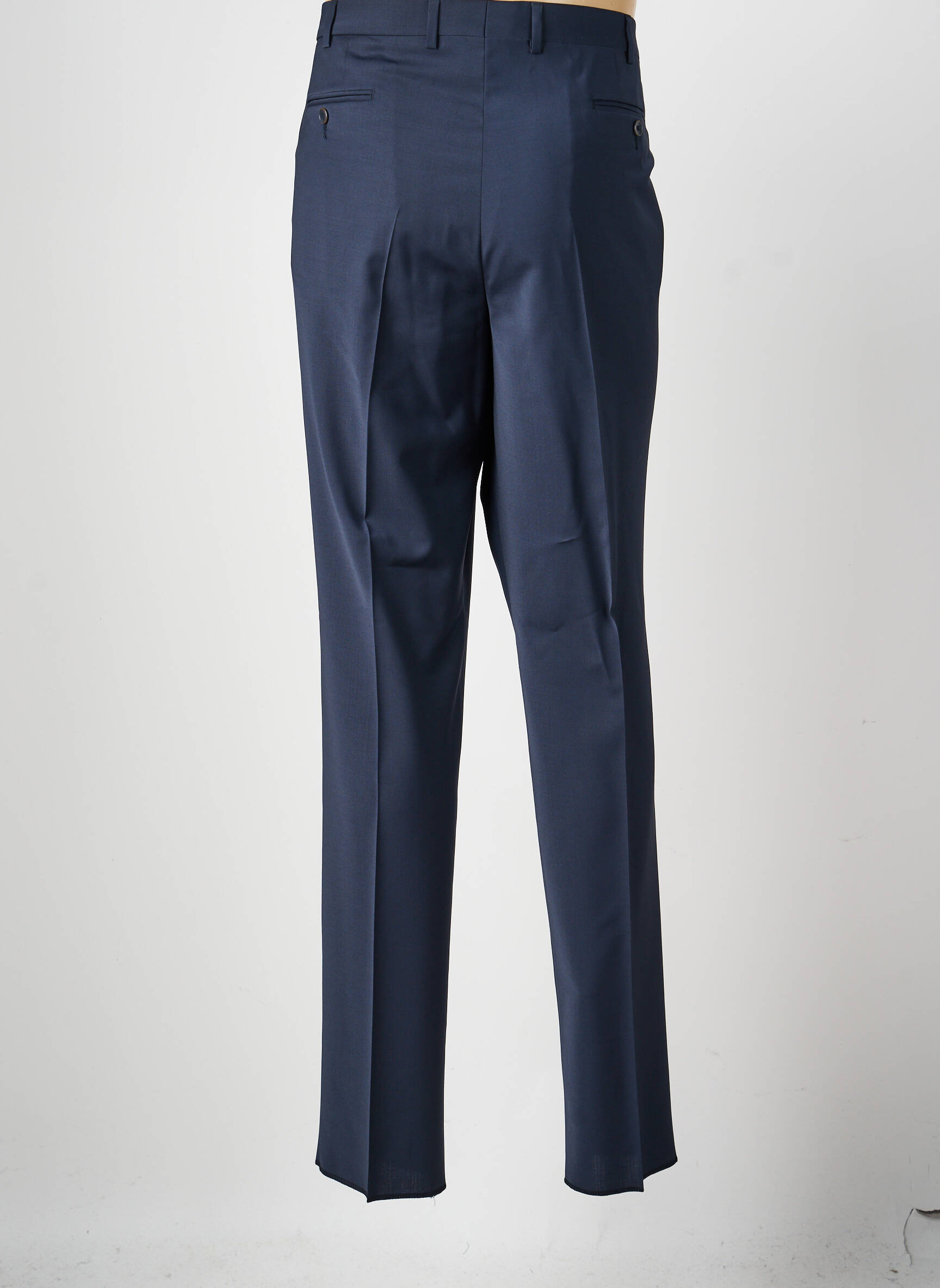 Pantalon slim talie cu cleme mărime normală albastru BRUNO SAINT HILAIRE bărbat