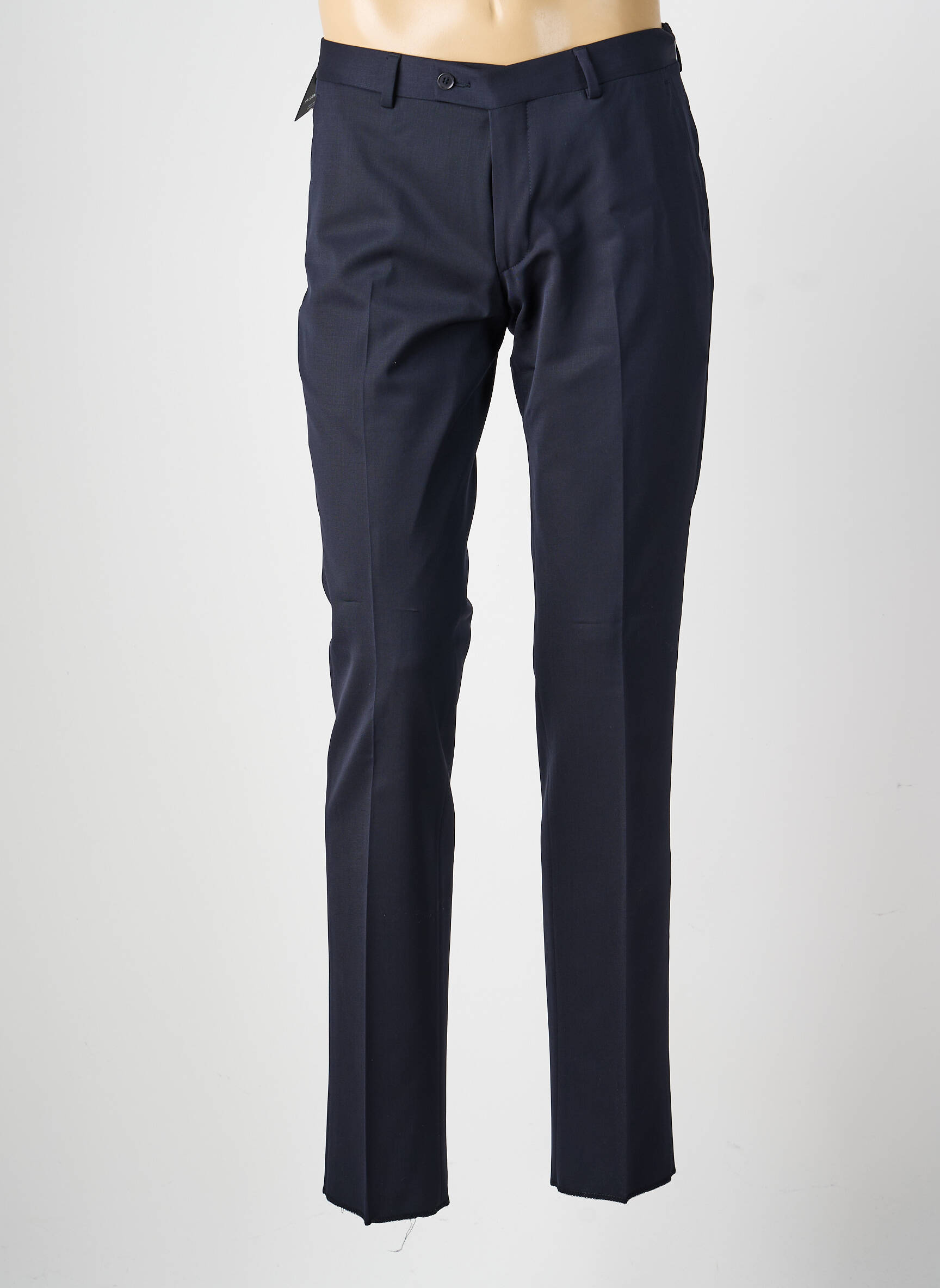 Pantalon slim talie cu cleme mărime normală albastru BRUNO SAINT HILAIRE bărbat