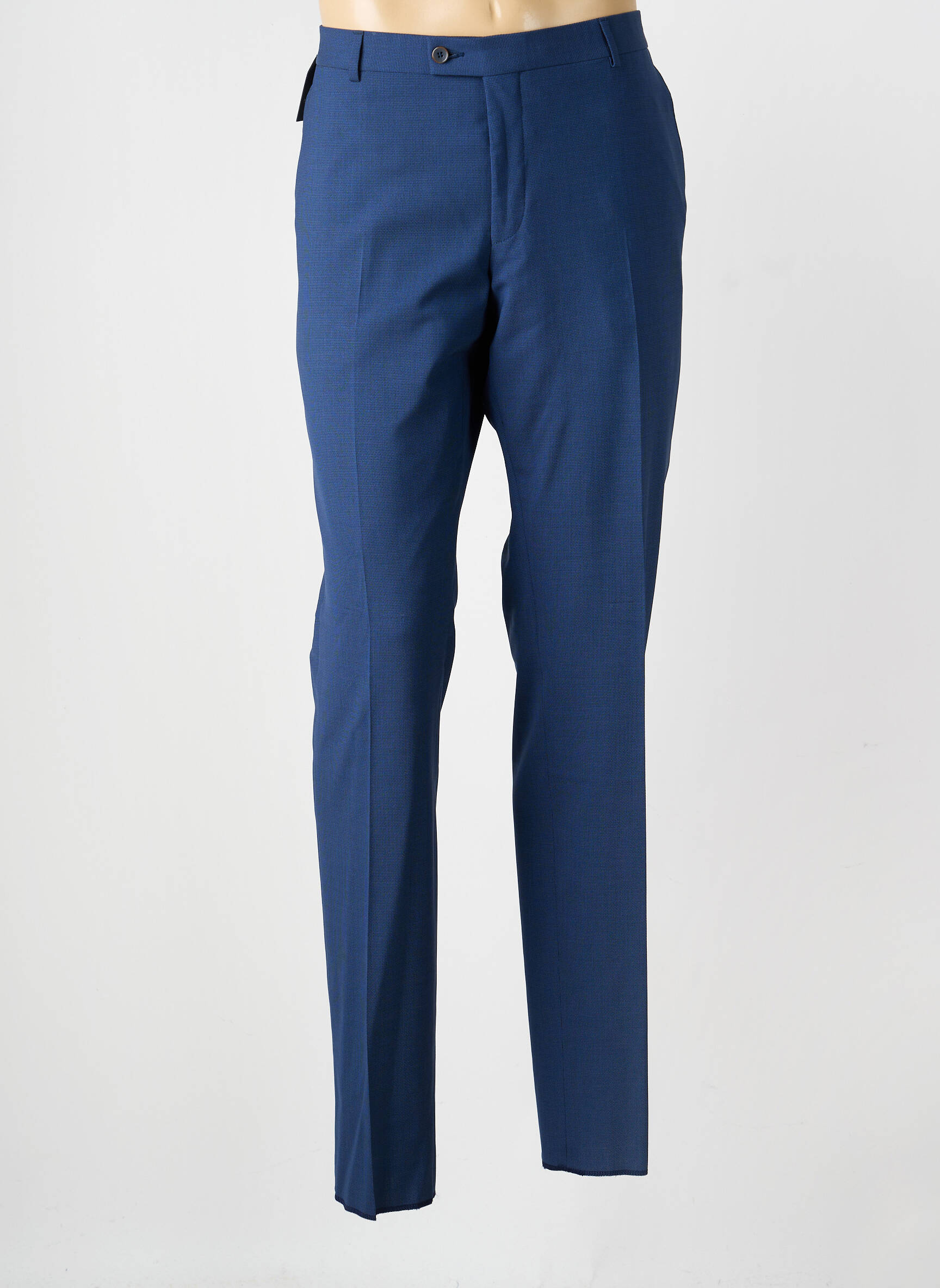 Pantalon slim țesătură melanj mărime normală albastru BRUNO SAINT HILAIRE bărbat