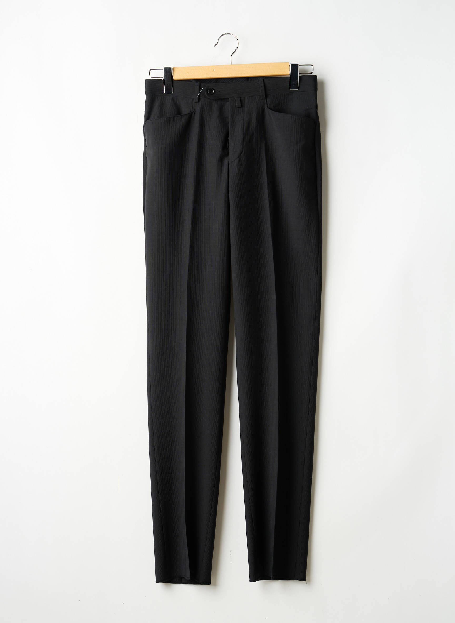 Pantalon slim talie cu cleme mărime normală negru BRUNO SAINT HILAIRE bărbat
