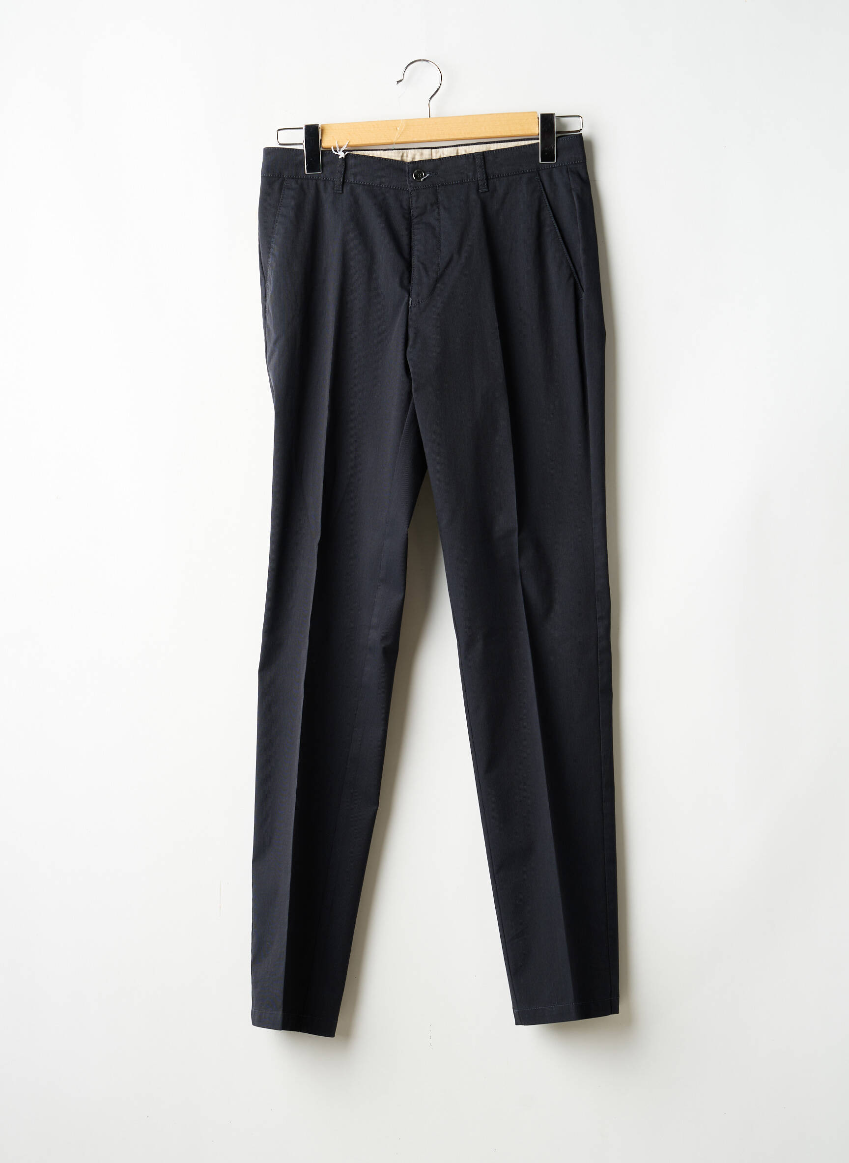 Pantalon slim țesătură poplin talie înaltă albastru BRUNO SAINT HILAIRE bărbat