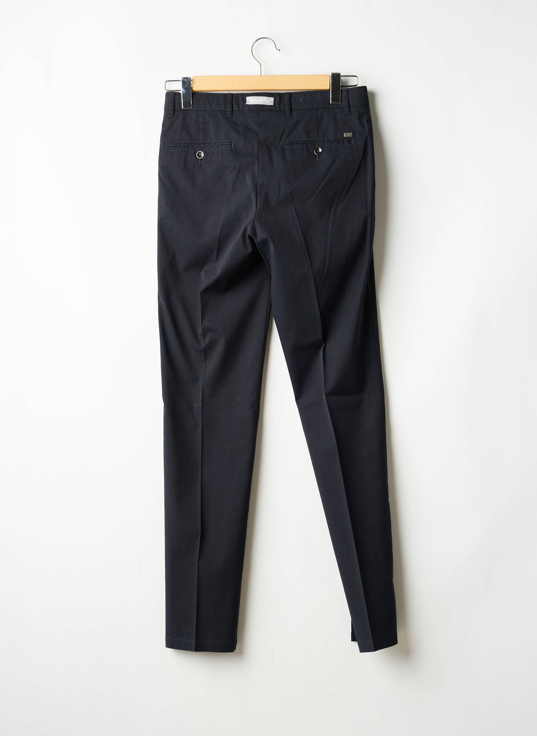 Pantalon slim țesătură poplin talie înaltă albastru BRUNO SAINT HILAIRE bărbat