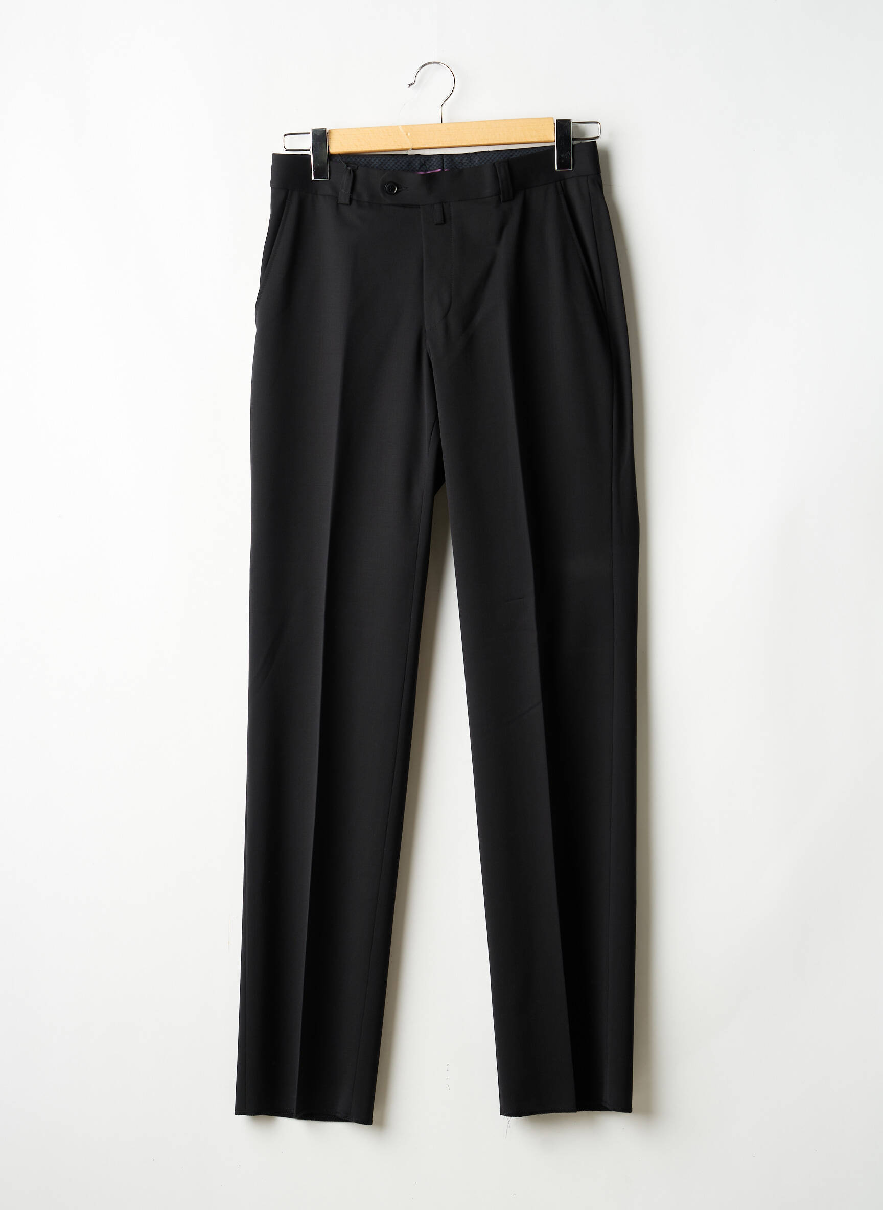 Pantalon slim talie cu cleme mărime normală negru BRUNO SAINT HILAIRE bărbat