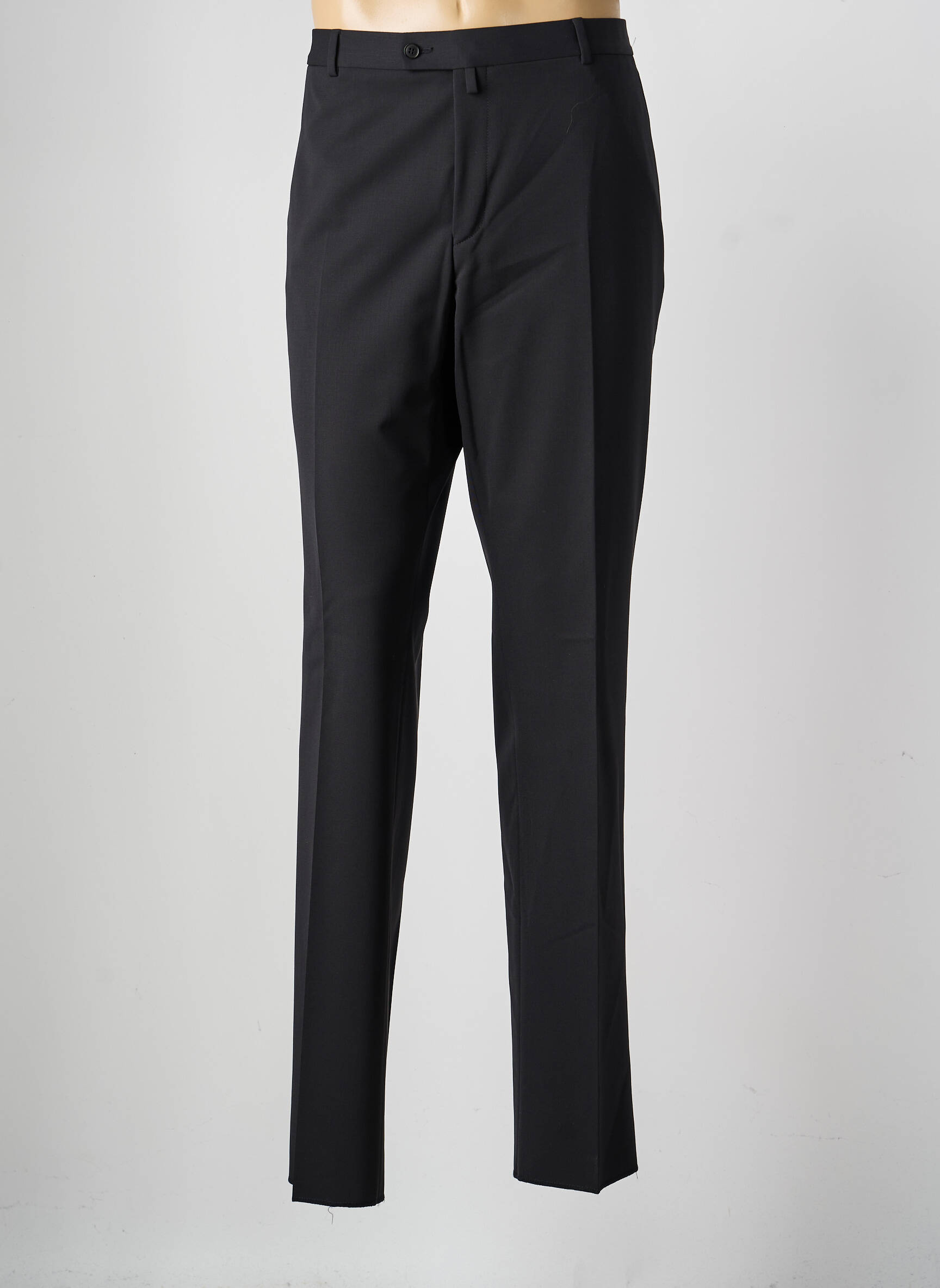 Pantalon drept talie cu cleme mărime normală negru SAINT HILAIRE bărbat