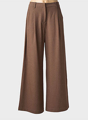 Pantalon larg talie cu cleme talie înaltă maro SUNCOO femeie