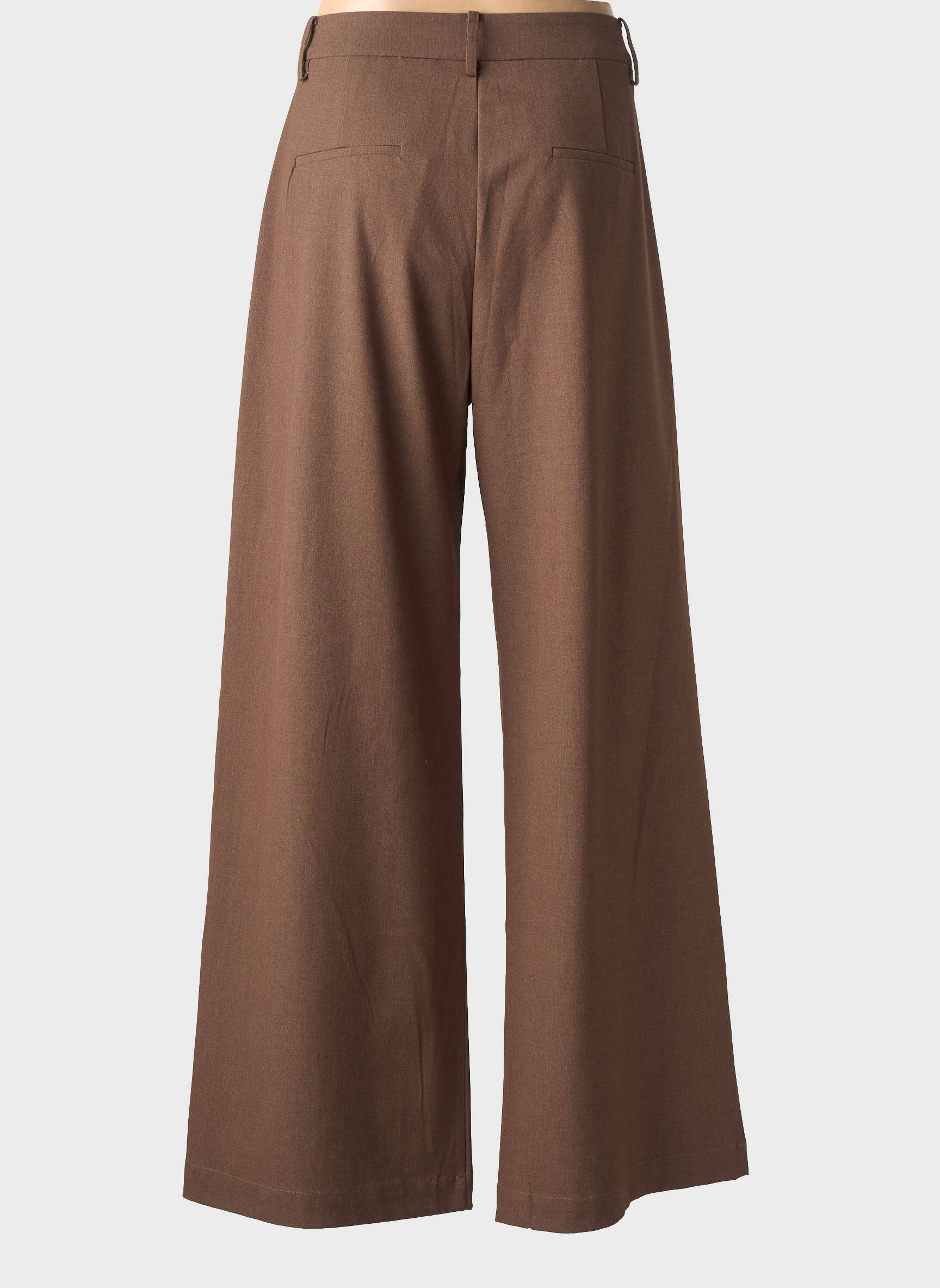 Pantalon larg talie cu cleme talie înaltă maro SUNCOO femeie
