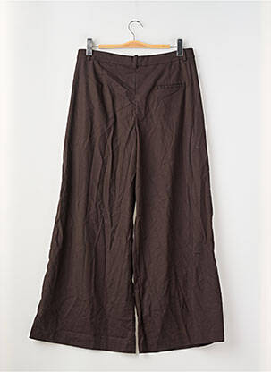 Pantalon larg țesătură poplin talie înaltă maro ZARA femeie