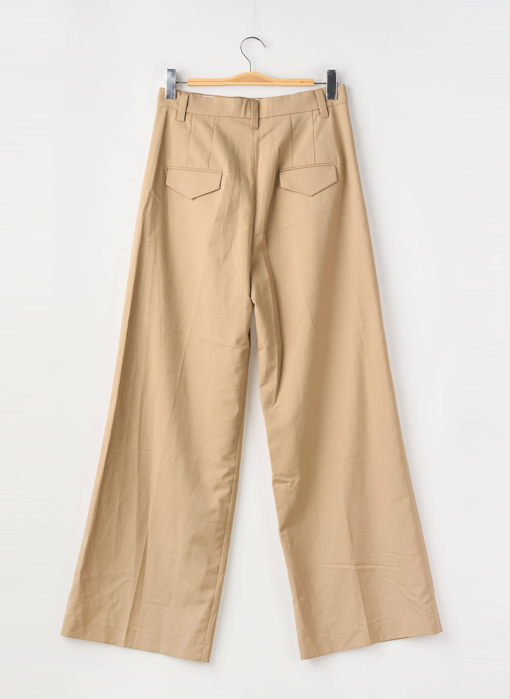 Pantalon larg țesătură poplin talie înaltă maro ZARA femeie