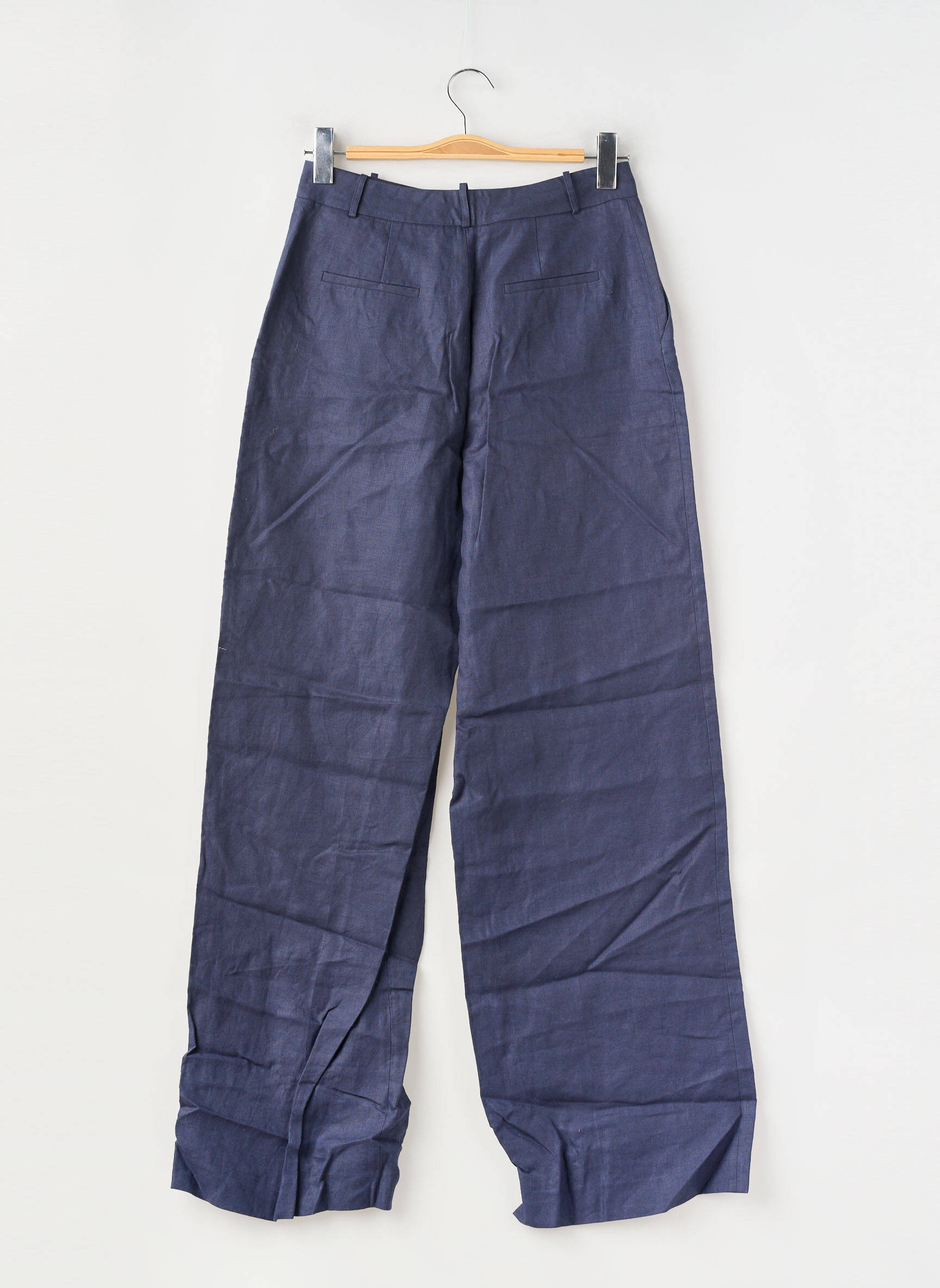 Pantalon larg țesătură crep talie înaltă albastru FACETTES STUDIO femeie
