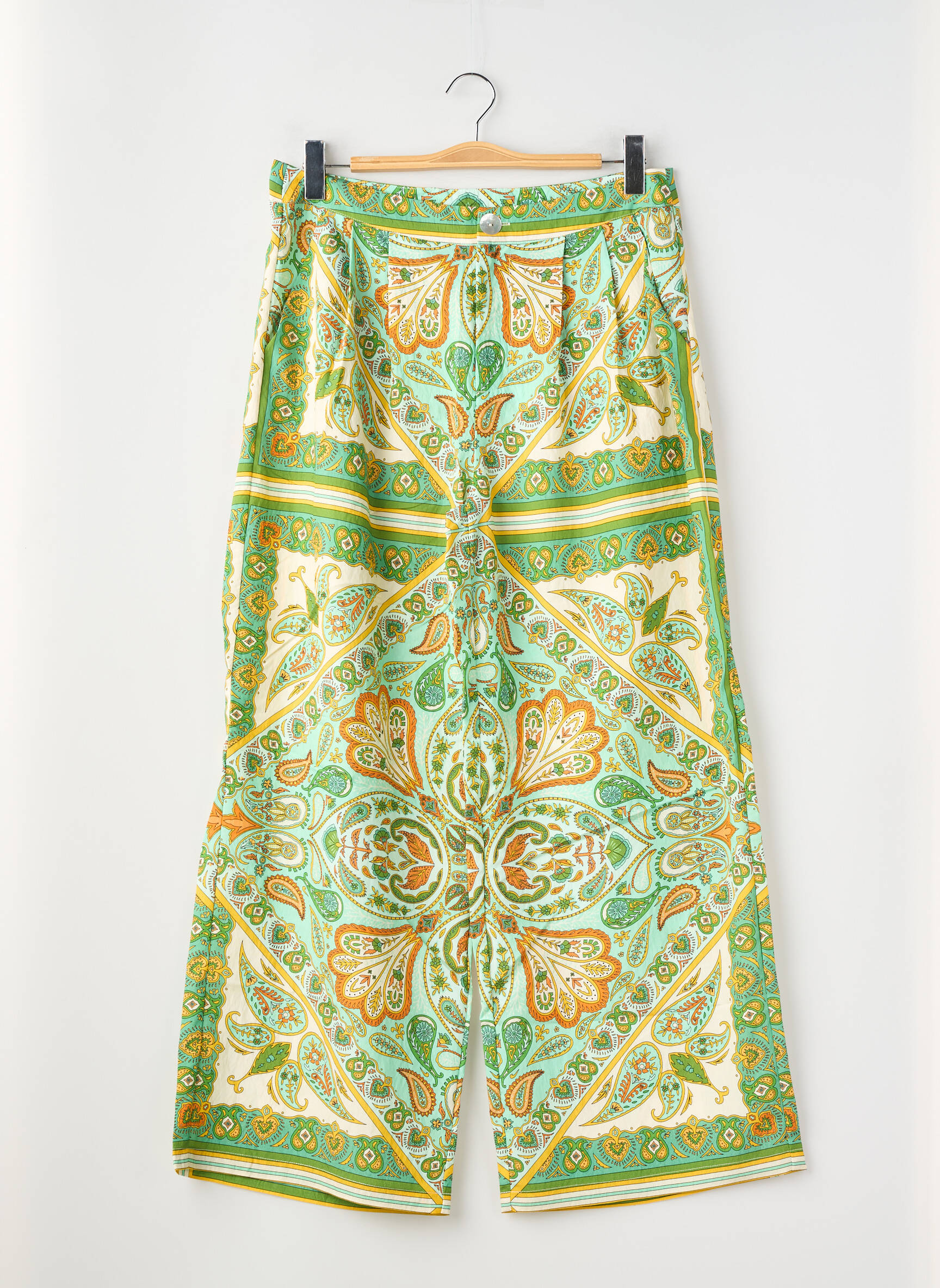 Pantalon larg țesătură crep mărime normală verde MOLLY BRACKEN femeie