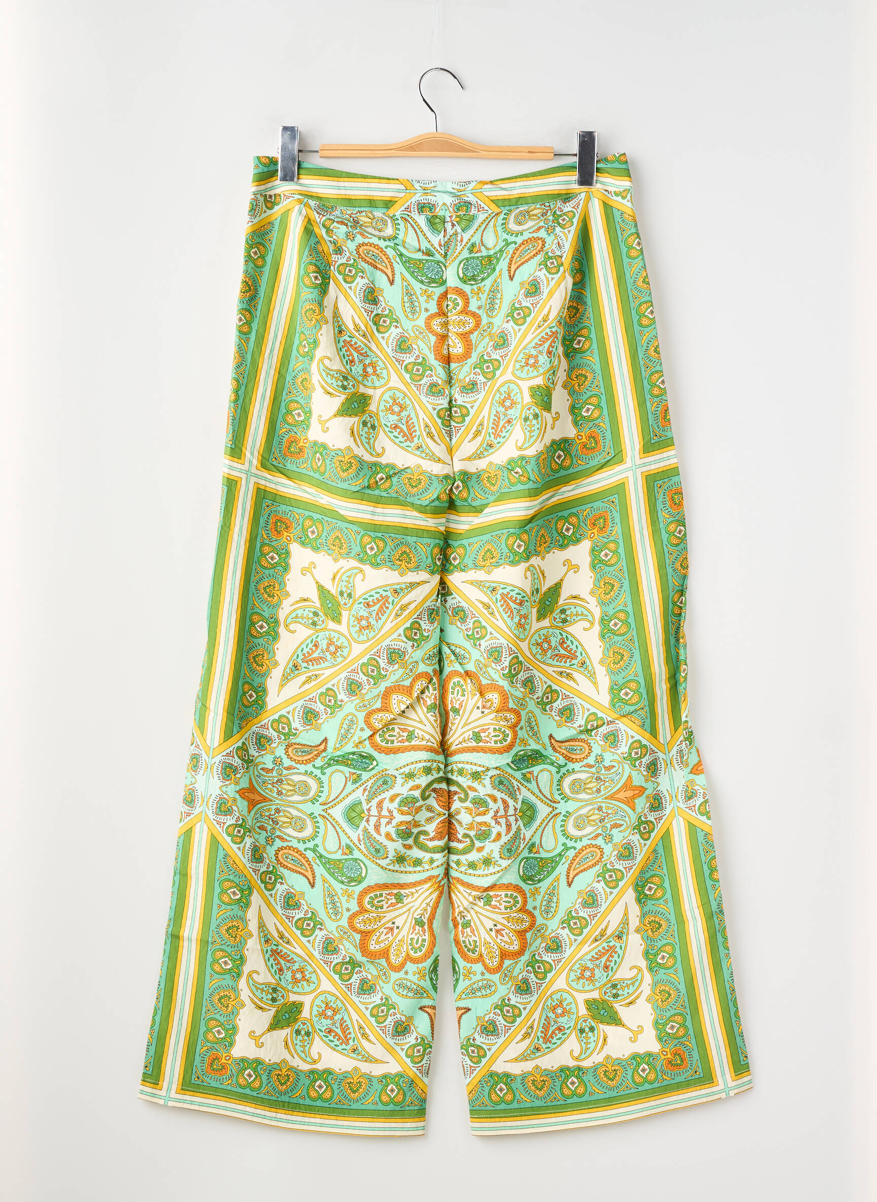 Pantalon larg țesătură crep mărime normală verde MOLLY BRACKEN femeie