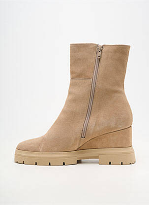 Botine/ghete material neted toc de 7 la 9 cm bej SOFTWAVES femeie
