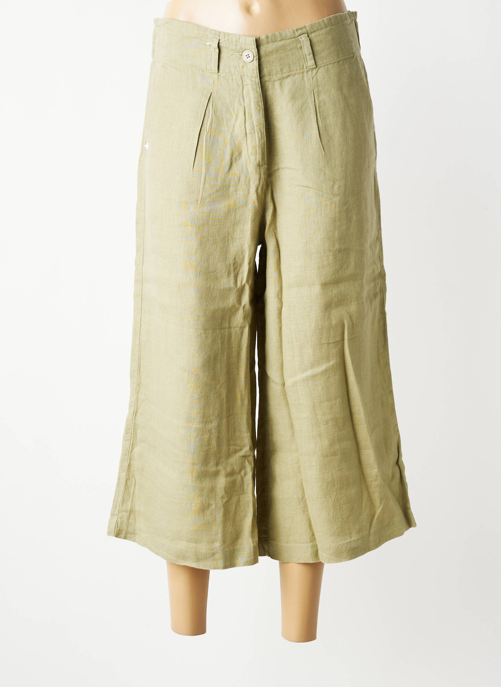 Pantalon trei sferturi talie înaltă talie înaltă verde SAINT JAMES femeie