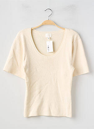 Pulover elasticitate mâneci scurte bej H&M femeie