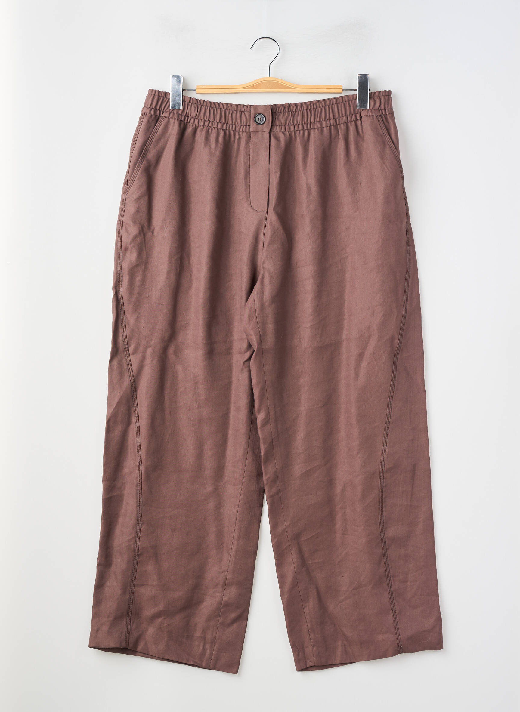 Pantalon 7/8 talie elastică mărime normală maro ZARA femeie