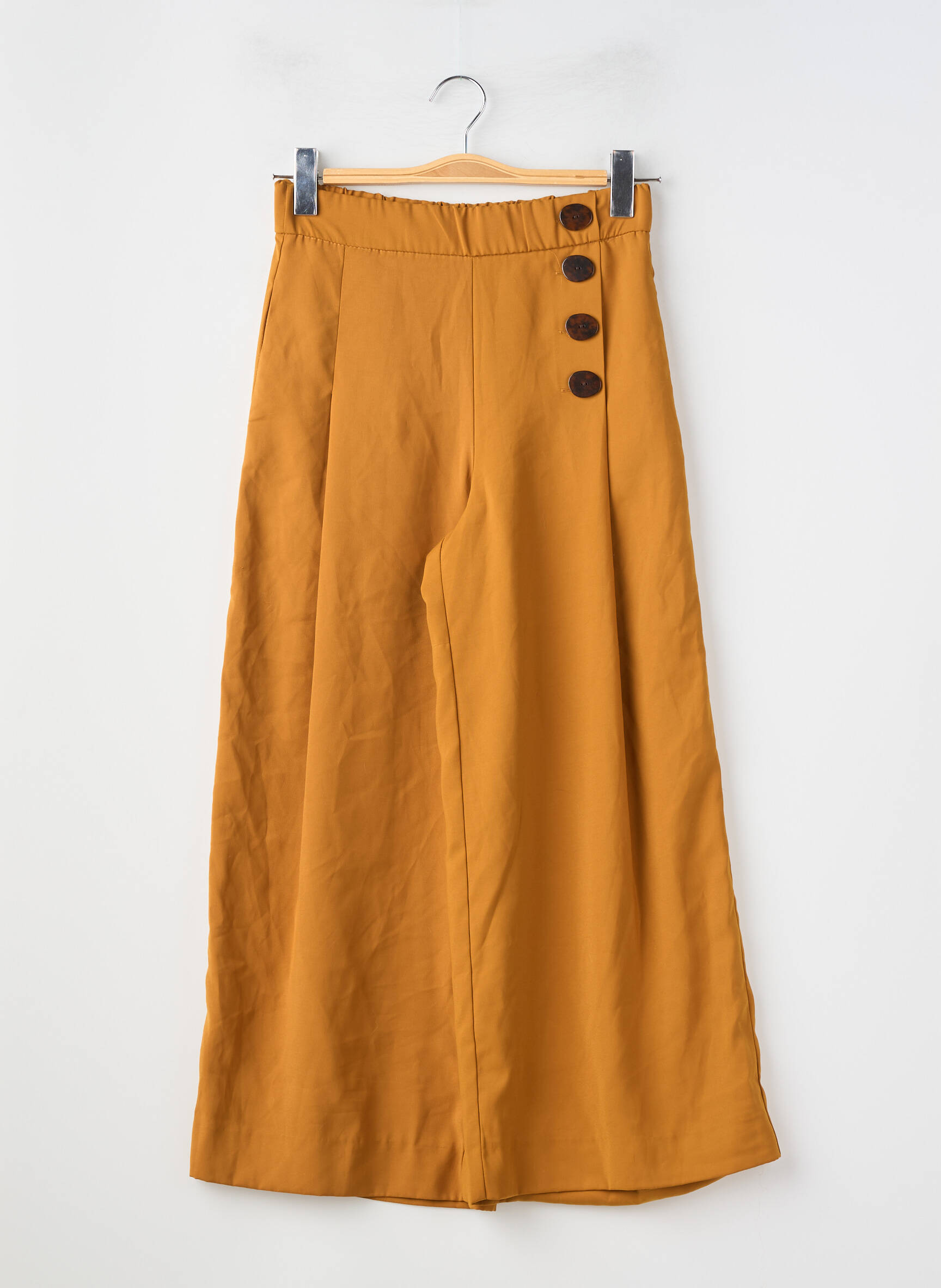 Pantalon 7/8 talie înaltă talie înaltă galben ZARA femeie