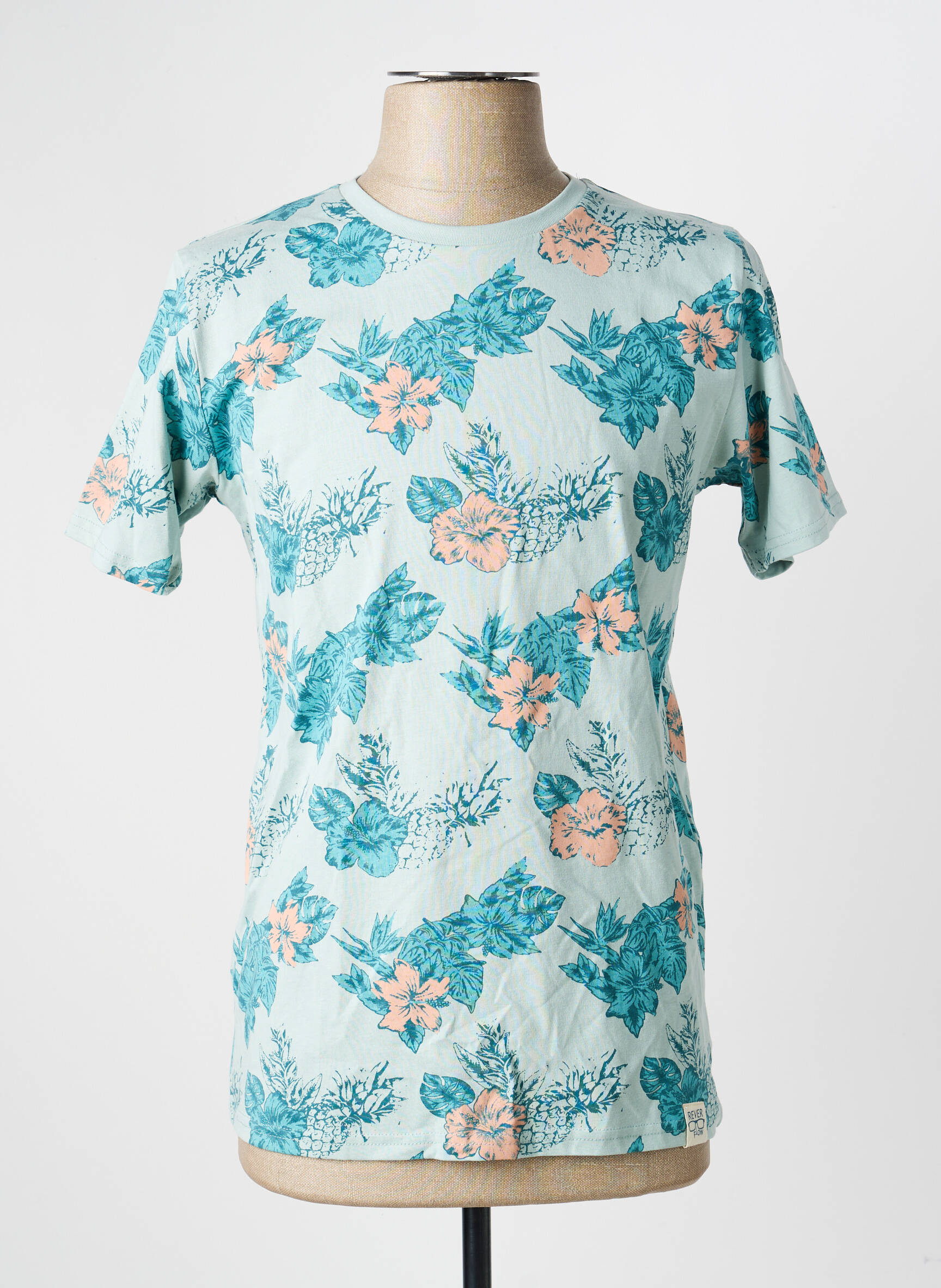Tricou croială cambrată mâneci scurte albastru REVER FLOW bărbat