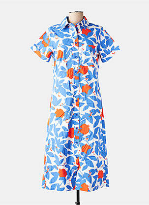 Rochie midi imprimeu floral mâneci scurte albastru MADEMOISELLE YEYE femeie