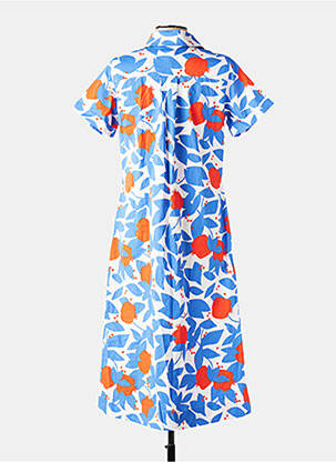 Rochie midi imprimeu floral mâneci scurte albastru MADEMOISELLE YEYE femeie