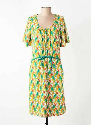 Rochie midi imprimeu fantezie mâneci scurte galben BAKERY LADIES femeie