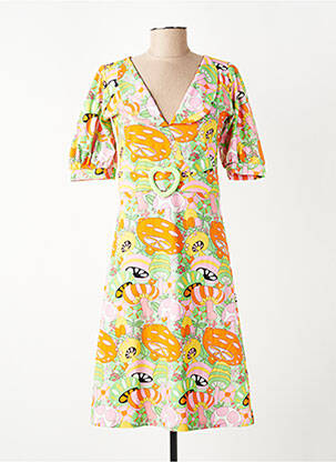 Rochie midi mâneci 3/4 mâneci 3/4 portocalie MARGOT femeie