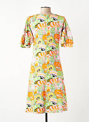 Rochie midi mâneci 3/4 mâneci 3/4 portocalie MARGOT femeie