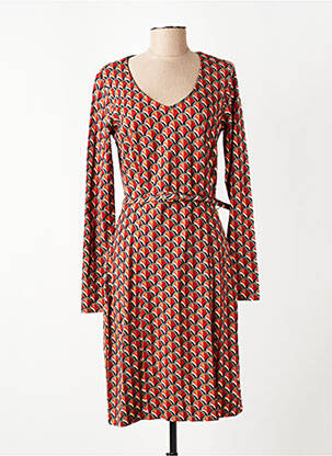 Rochie midi imprimeu fantezie mâneci lungi portocalie 4 FUNKY FLAVOURS femeie