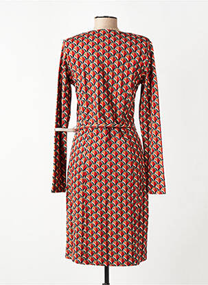 Rochie midi imprimeu fantezie mâneci lungi portocalie 4 FUNKY FLAVOURS femeie