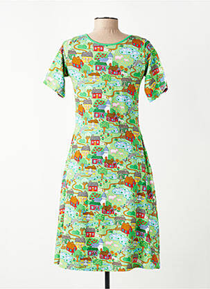 Rochie midi imprimeu fantezie mâneci scurte verde CISSI OCH SELMA femeie