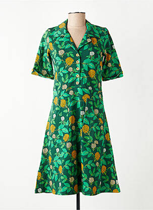 Rochie midi imprimeu fantezie mâneci scurte verde CISSI OCH SELMA femeie