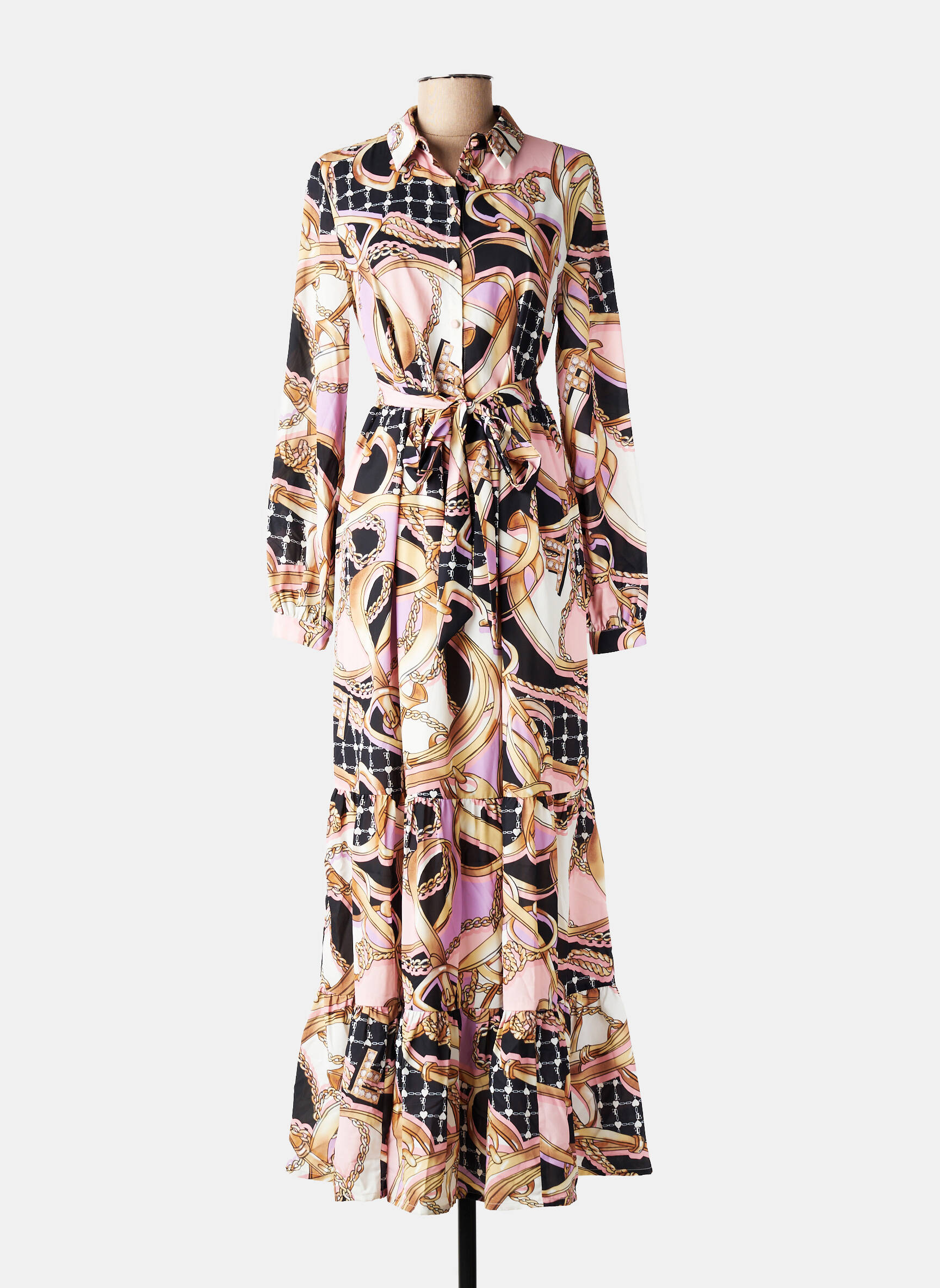 Rochie lungă mâneci lungi mâneci lungi bej FRACOMINA femeie