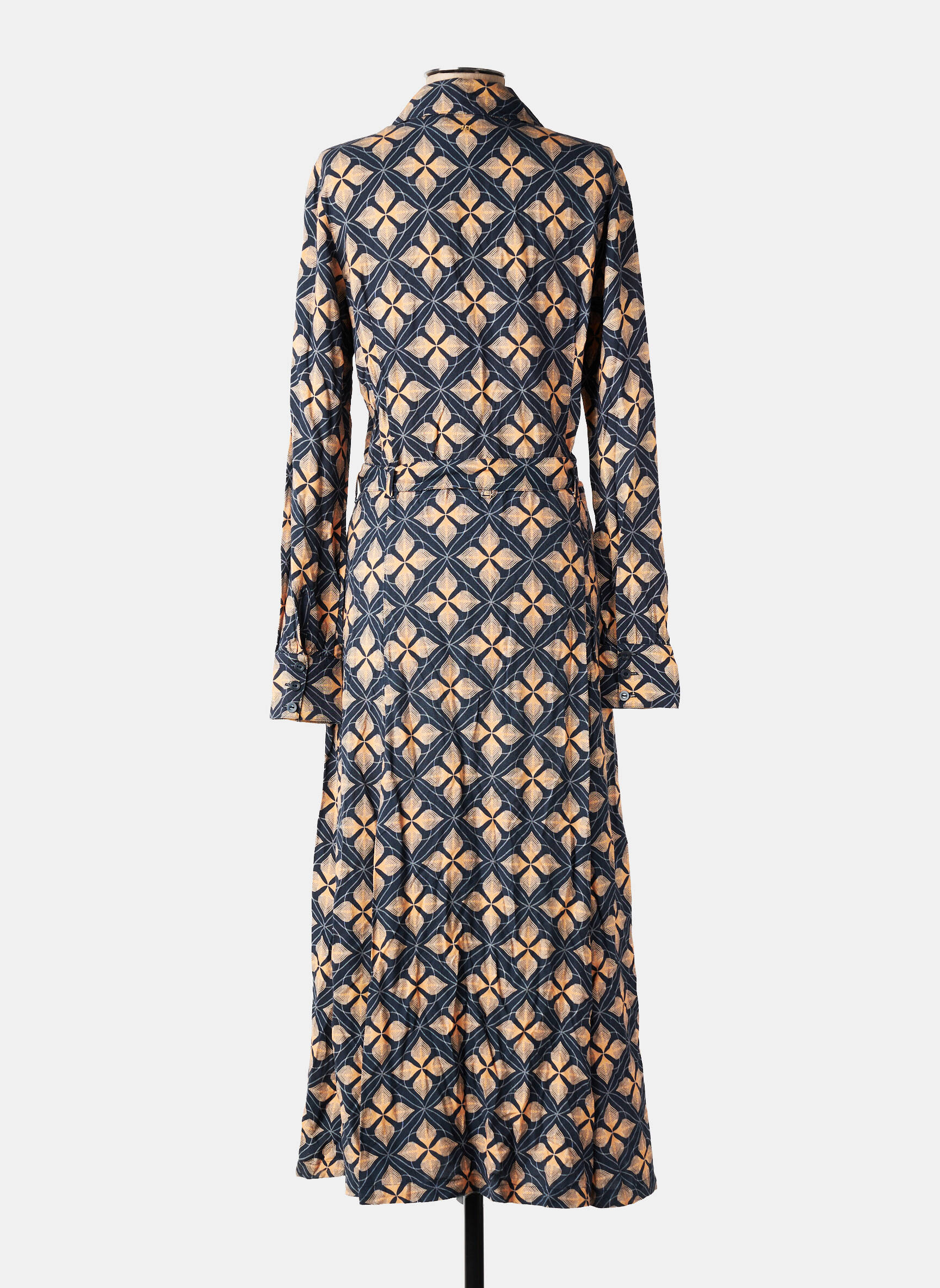 Rochie lungă imprimeu fantezie mâneci lungi albastru 4 FUNKY FLAVOURS femeie