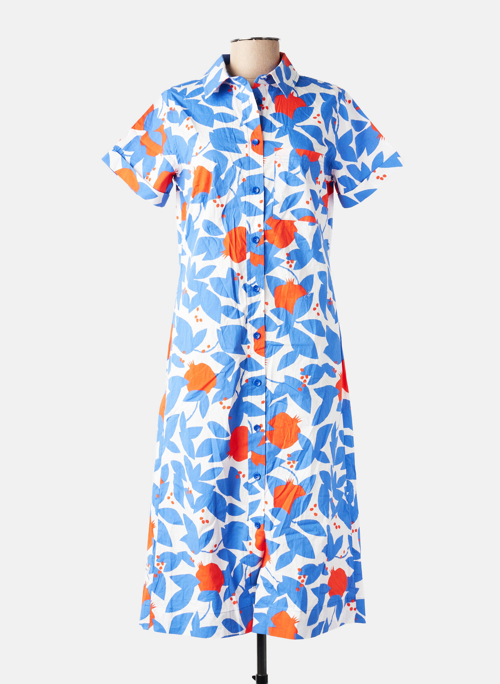 Rochie midi imprimeu floral mâneci scurte albastru MADEMOISELLE YEYE femeie