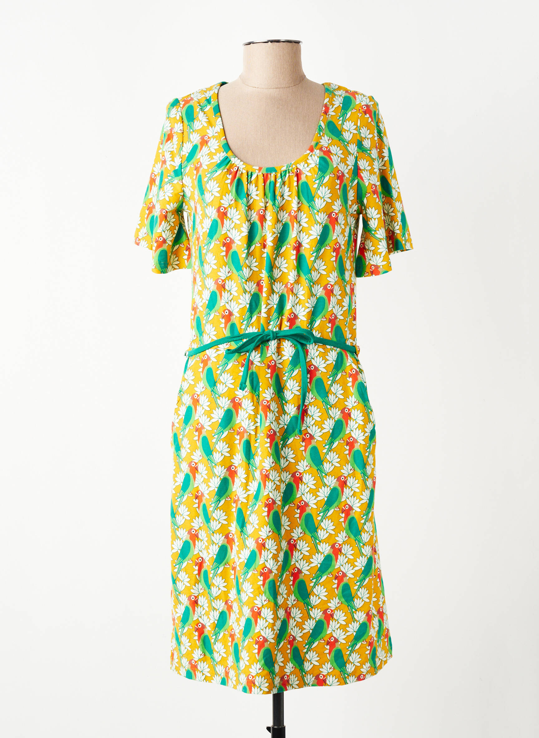 Rochie midi imprimeu fantezie mâneci scurte galben BAKERY LADIES femeie
