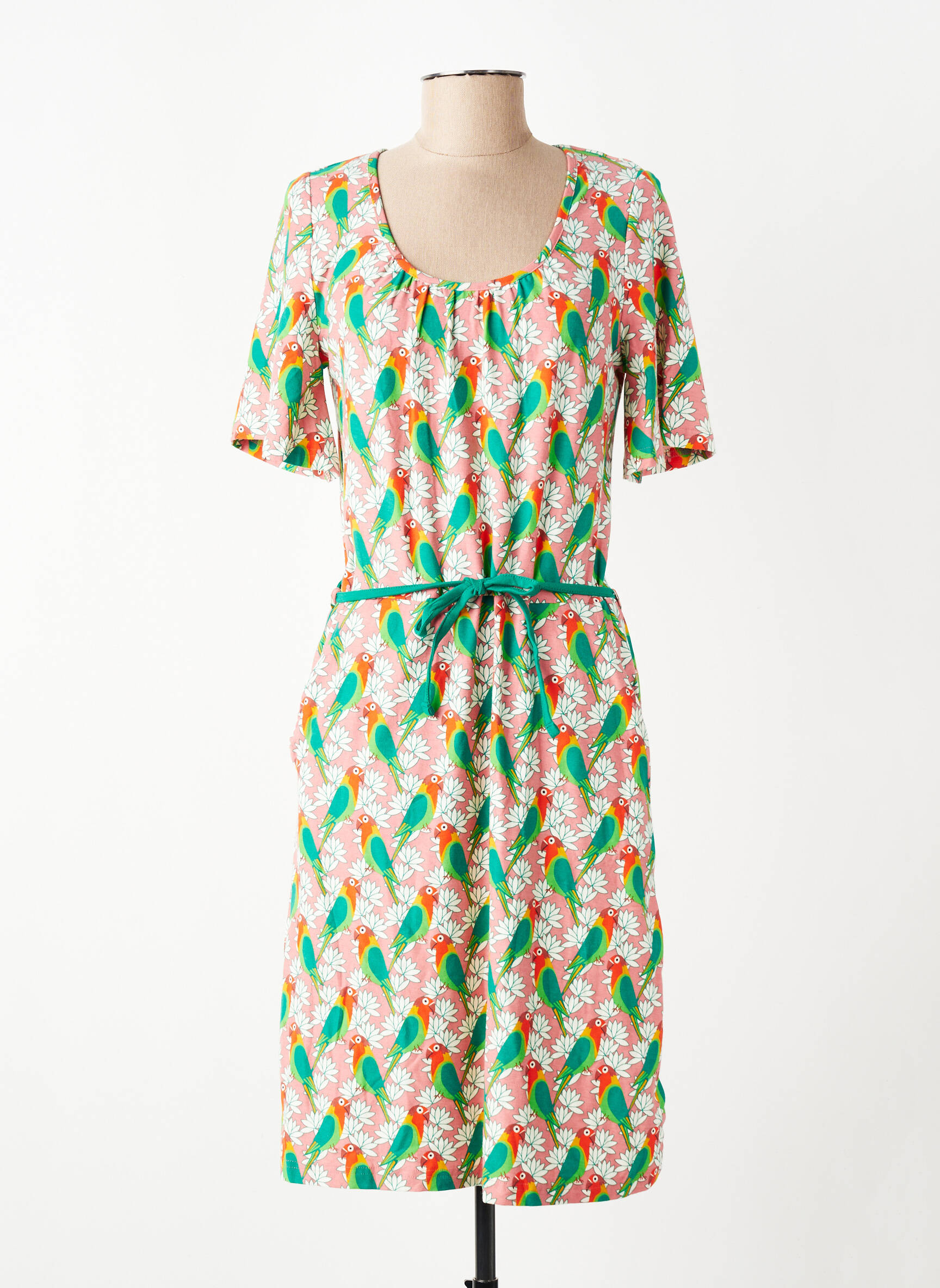 Rochie midi imprimeu fantezie mâneci scurte roz BAKERY LADIES femeie