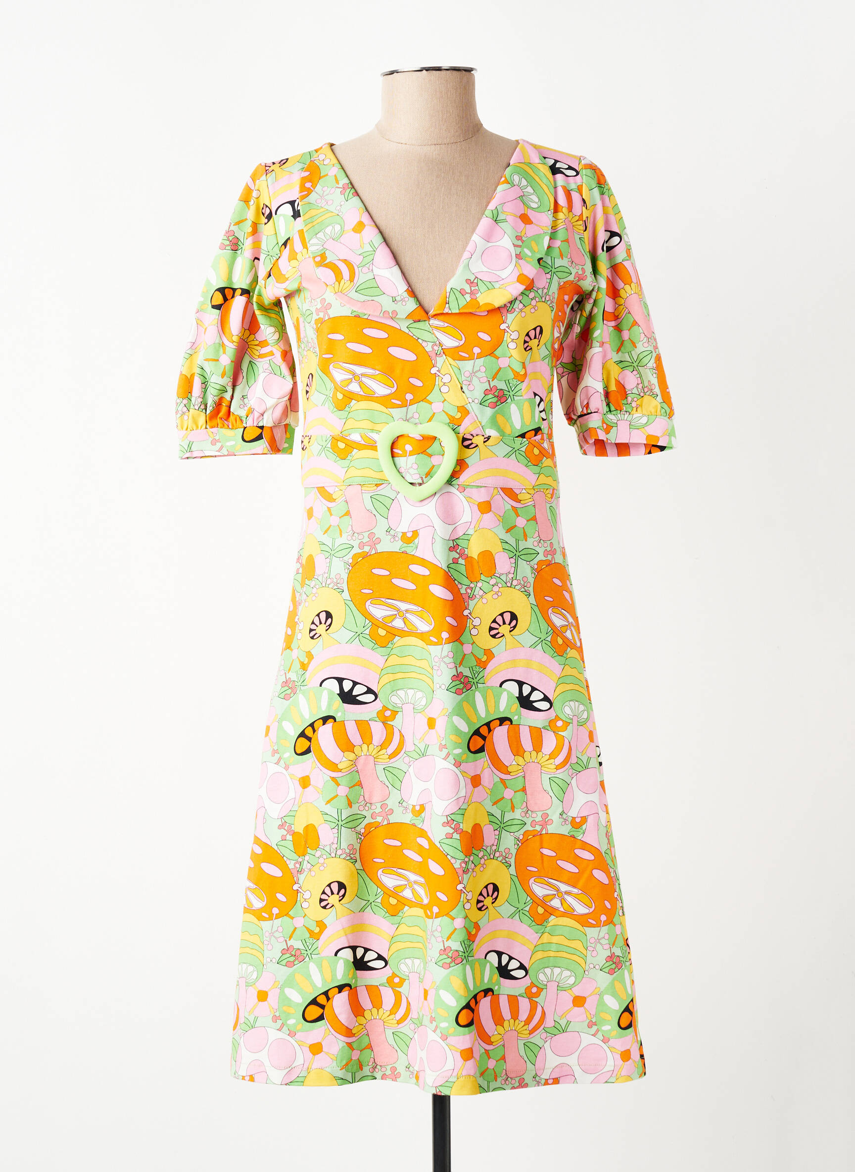 Rochie midi mâneci 3/4 mâneci 3/4 portocalie MARGOT femeie