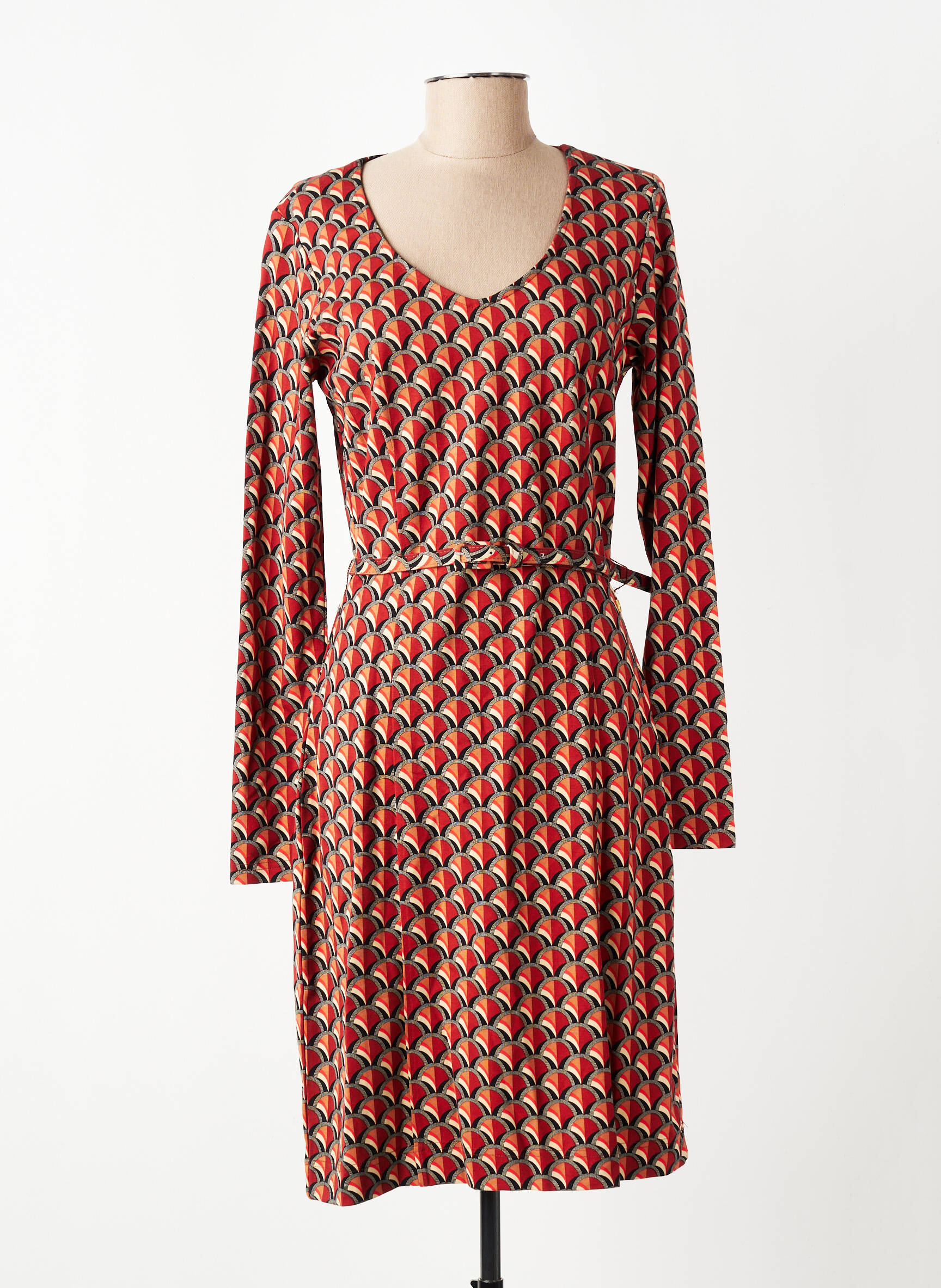 Rochie midi imprimeu fantezie mâneci lungi portocalie 4 FUNKY FLAVOURS femeie