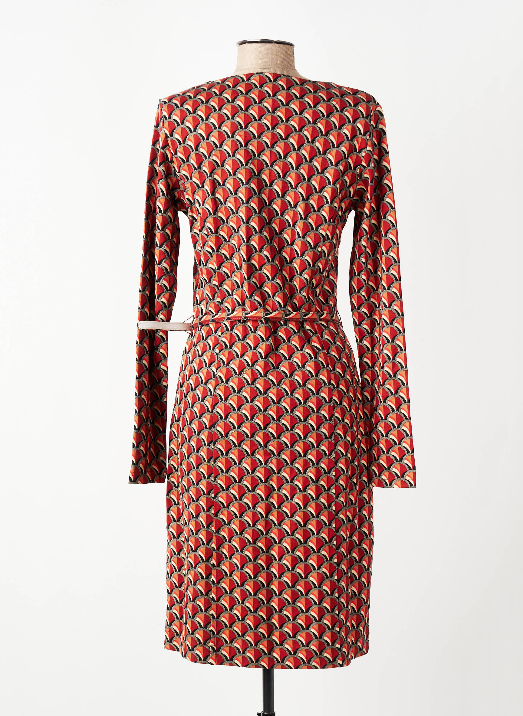Rochie midi imprimeu fantezie mâneci lungi portocalie 4 FUNKY FLAVOURS femeie