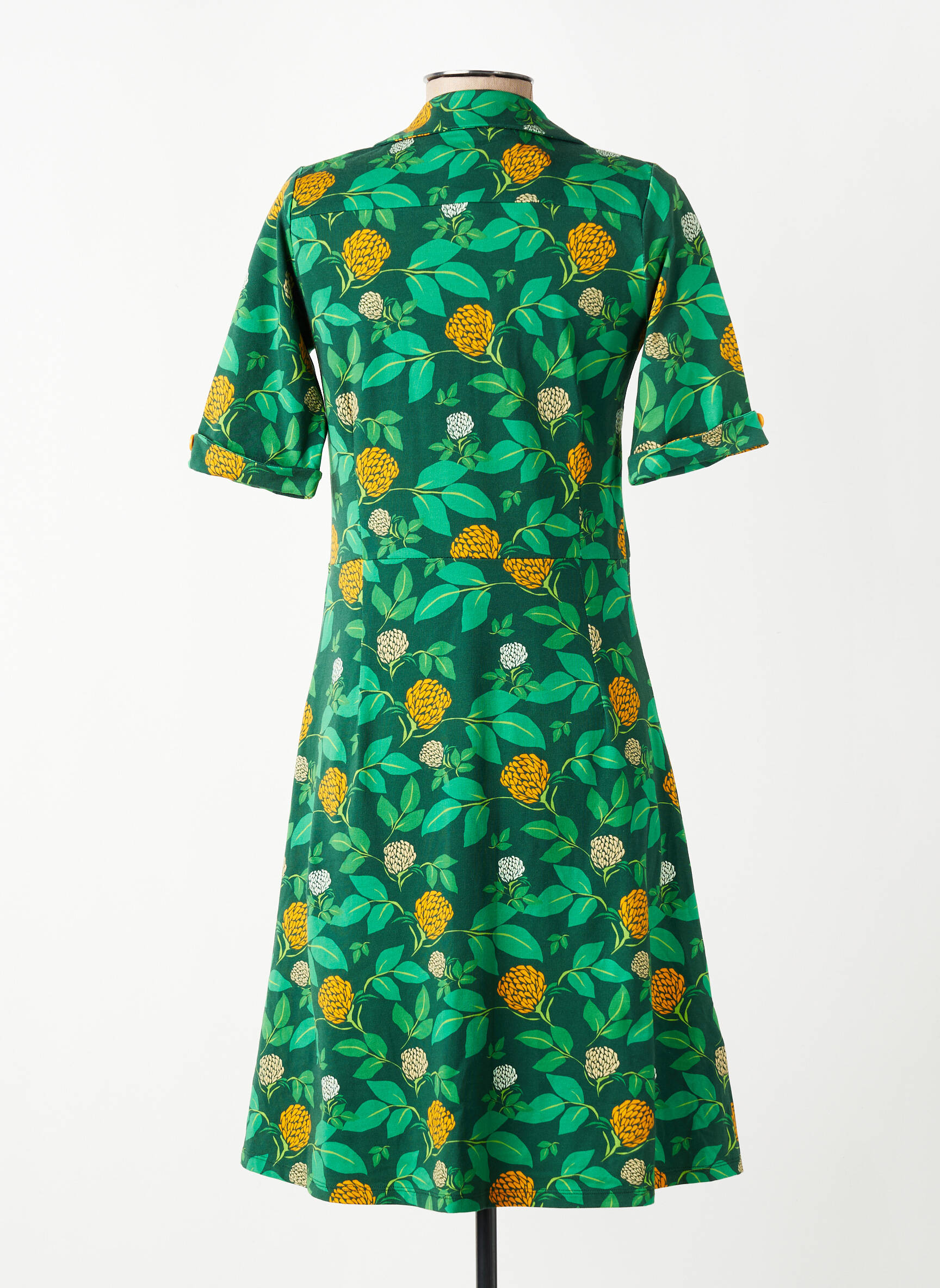Rochie midi imprimeu fantezie mâneci scurte verde CISSI OCH SELMA femeie