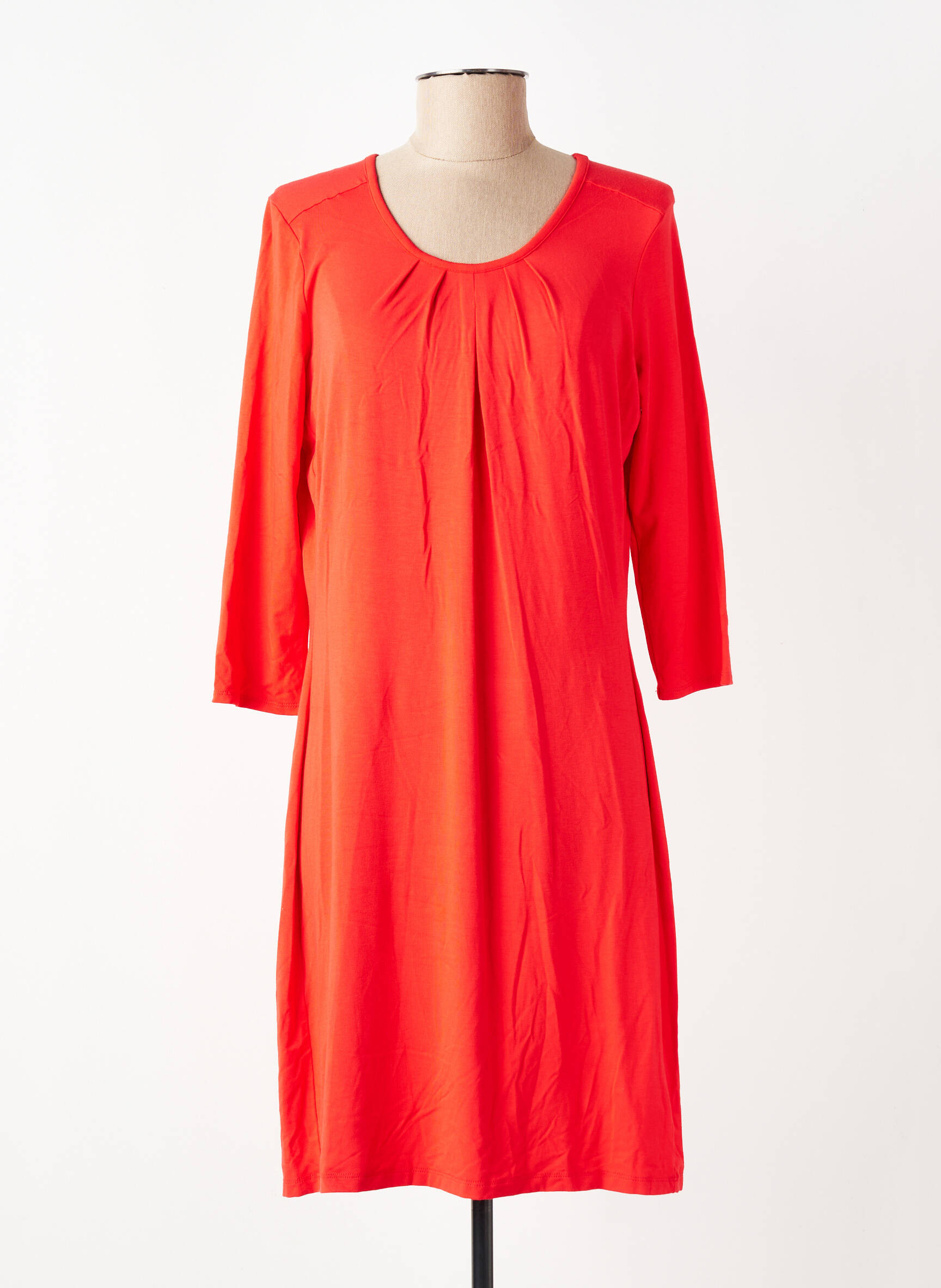 Rochie midi mâneci 3/4 mâneci 3/4 portocalie ZILCH femeie