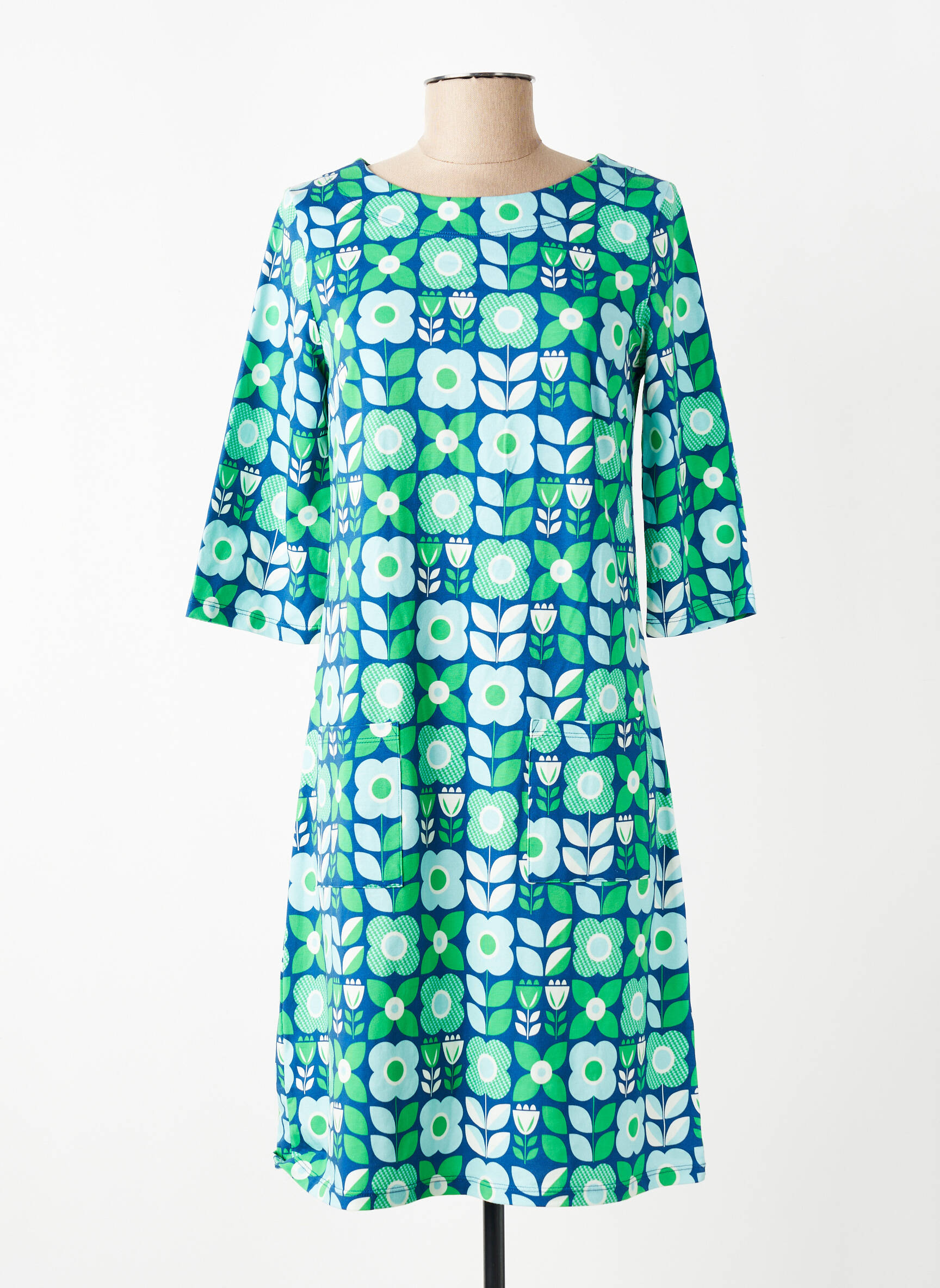Rochie midi imprimeu floral mâneci 3/4 albastru CISSI OCH SELMA femeie