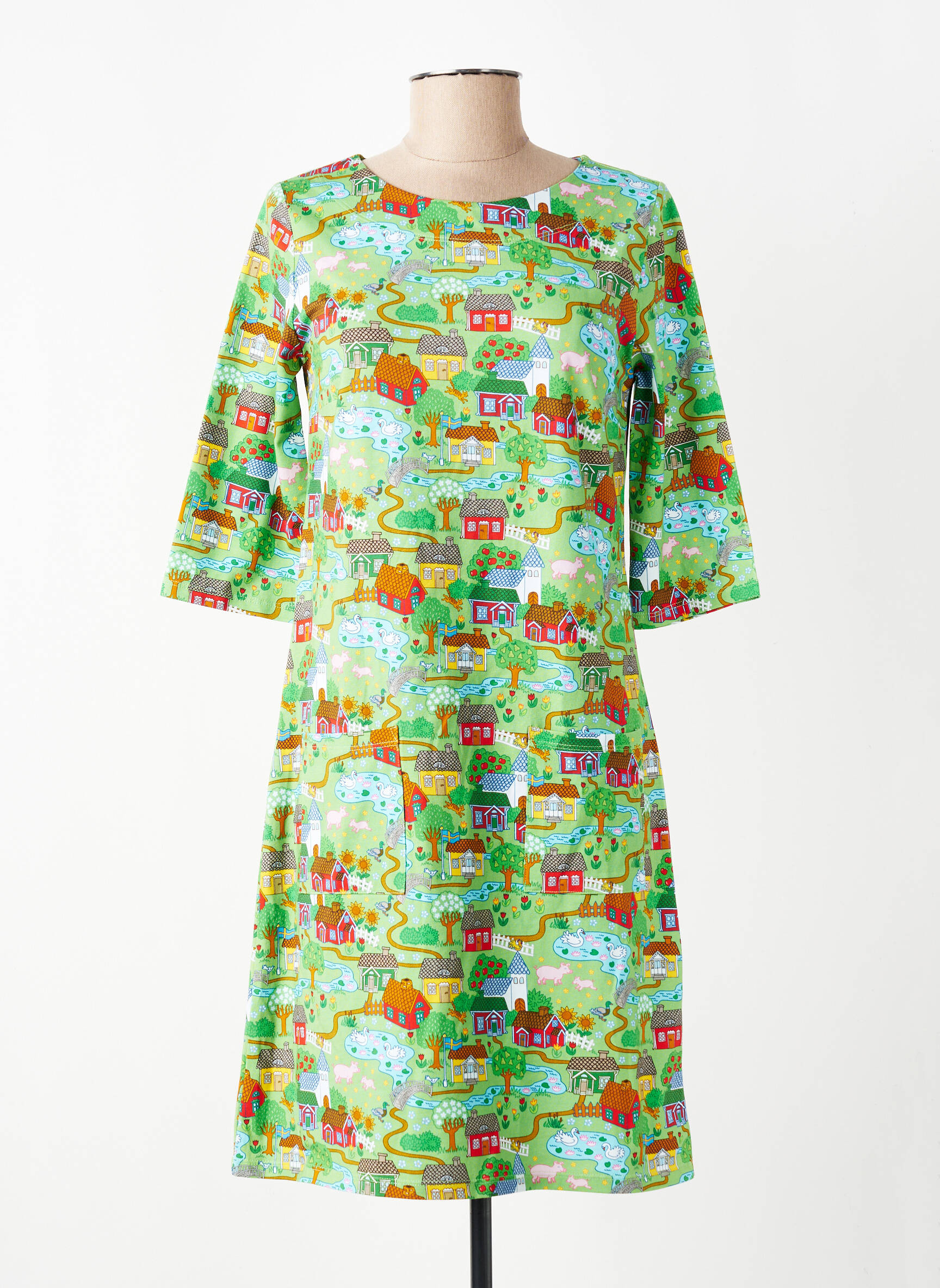Rochie midi mâneci 3/4 mâneci 3/4 verde CISSI OCH SELMA femeie